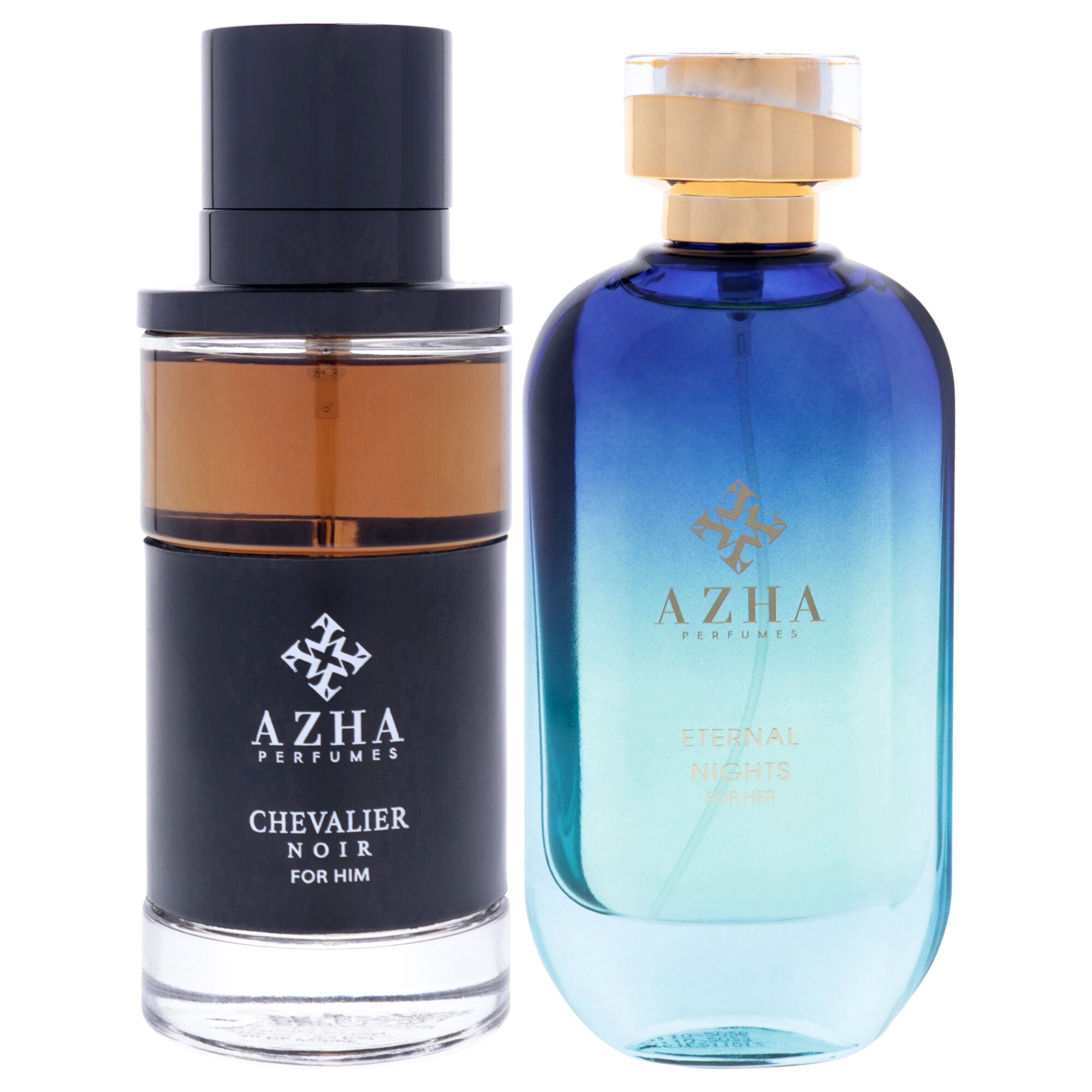 Azha Perfume by Azha for Unisex - 2 Pc Gift Set 3.3oz Chevalier Noir EDP Spray, 3.3oz Eternal Night EDP Spray, Clear, alternate image number 1