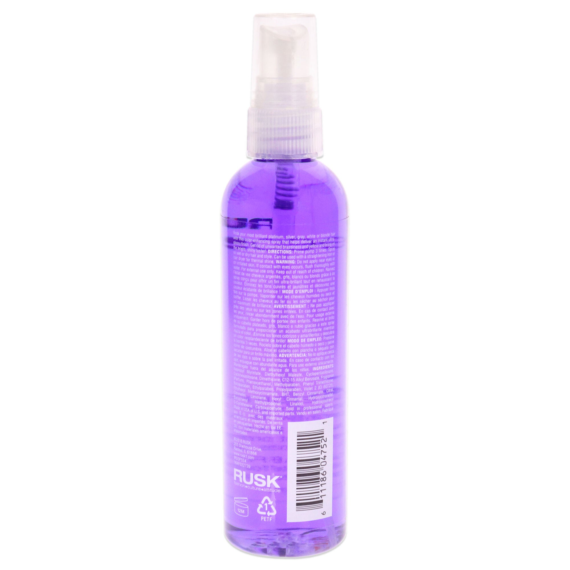 Deepshine PlatinumX Shine Spray by Rusk for Unisex - 4 oz Spray, See Description, alternate image number 1