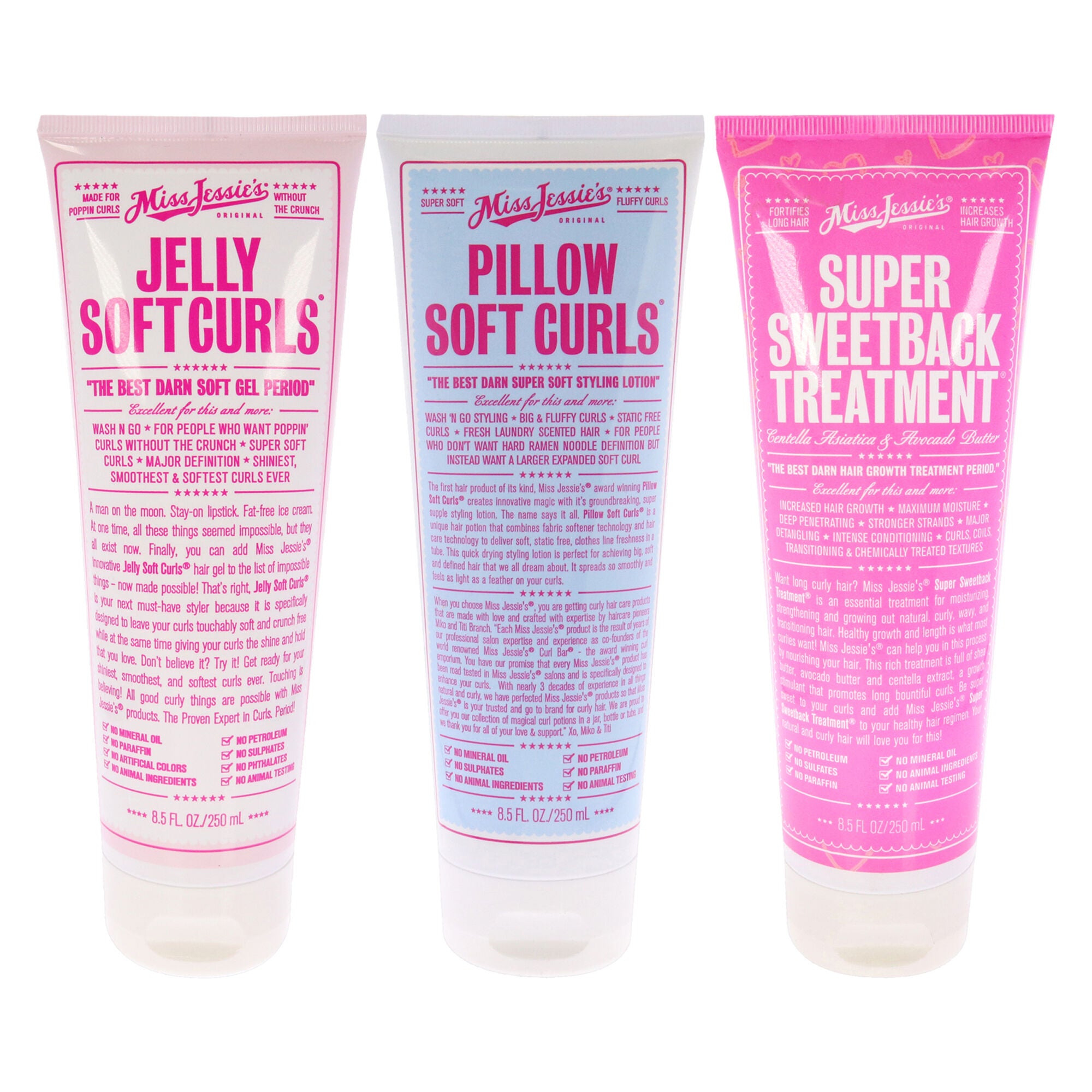 Super Sweetback Treatment With Pillow Soft Curls and Jelly Soft Curl Kit by Miss Jessies for Unisex - 3 Pc Kit, See Description, hi-res image number 0