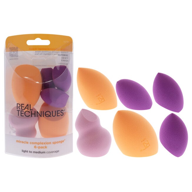 Miracle Complexion Sponge Kit by Real Techniques - 6 Pc 2Pc Miracle Complexion Sponge, Miracle Sculpting Sponge, 3Pc Mini Miracle Complexion Sponge, NA, hi-res image number null