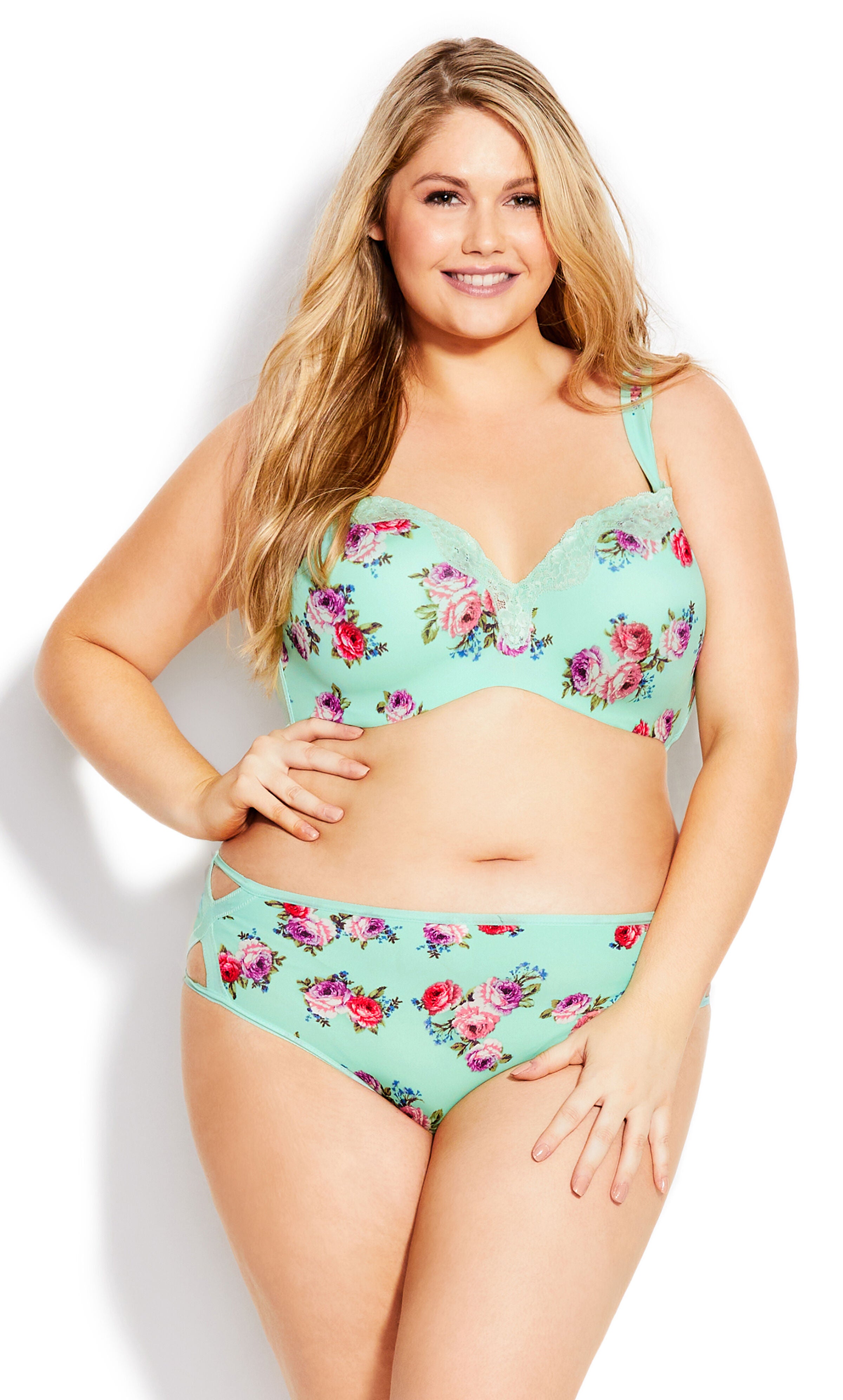 Fashion Microfiber Full Brief - mint floral, Green, hi-res image number 0