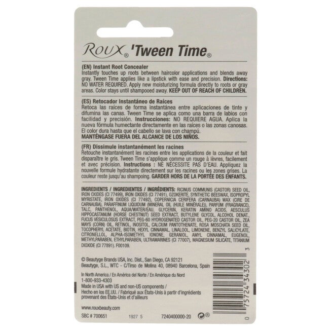 Tween Time Instant Root Concealer Stick - Dark Brown by Roux for Unisex - 0.28 oz Concealer, , alternate image number null