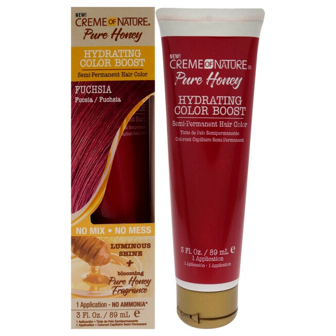 Pure Honey Hydrating Color Boost Semi-Permanent Hair Color - Fuchsia by Creme of Nature for Unisex - 3 oz Hair Color, See Description, hi-res image number 0