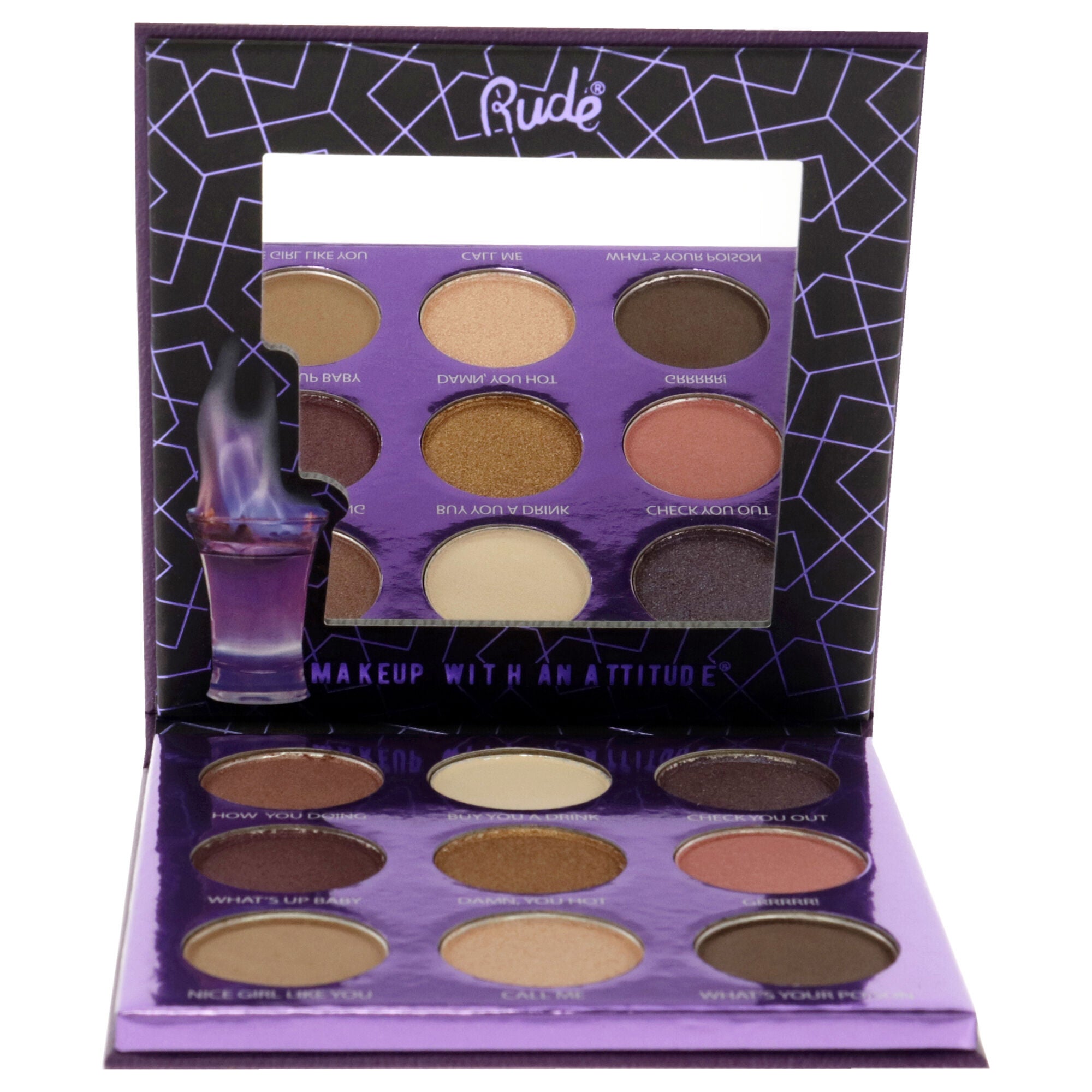 Cocktail Party 9 Eyeshadow Palette - Purple Flame by Rude Cosmetics for Women - 0.39 oz Eye Shadow, See Description, alternate image number 4