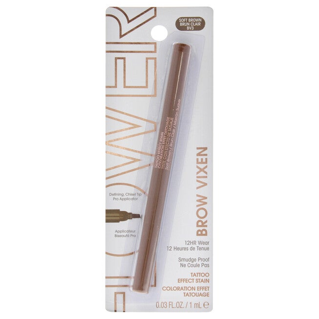 Brow Vixen Tattoo Effect Brow Stain - BV3 Soft Brown by Flower Beauty for Women - 0.03 oz Eyebrow, NA, hi-res image number null