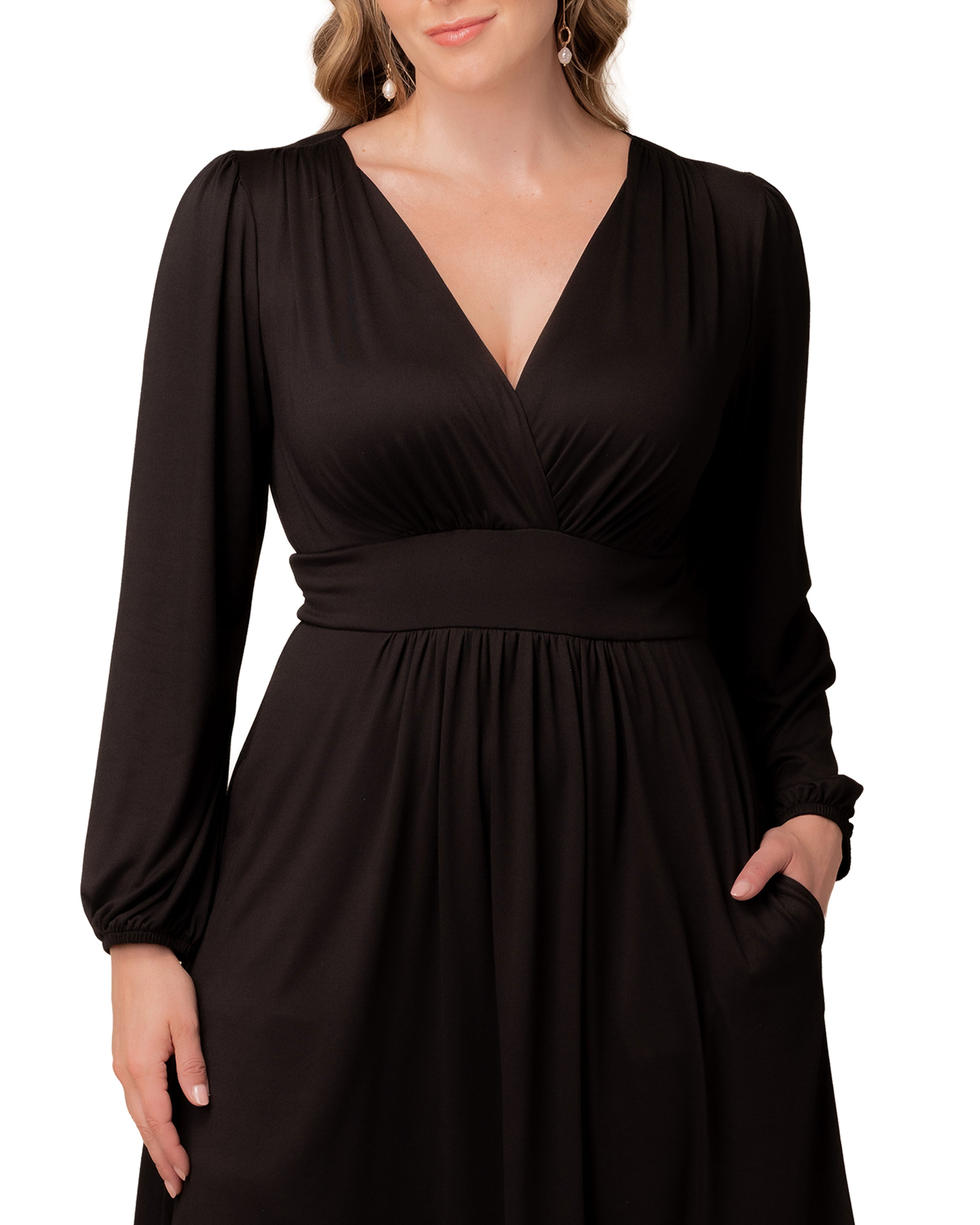 Diana Long Sleeve Dress, BLACK NOIR / Black, alternate image number 2