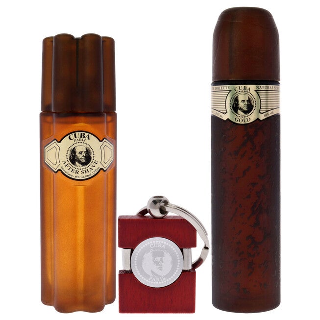 Cuba Gold by Cuba for Men - 3 Pc Gift Set 3.3oz EDT Spray, 3.3oz After Shave, Keychain, , alternate image number null