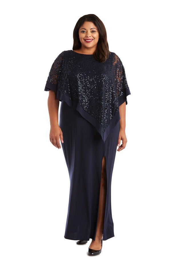 Sleeveless Maxi Dress with Thigh Split and Sheer Lace Poncho with Sequins | Woman Within Sleeveless Maxi Dress with Thigh Split and Sheer Lace Poncho with Sequins | Woman Within
