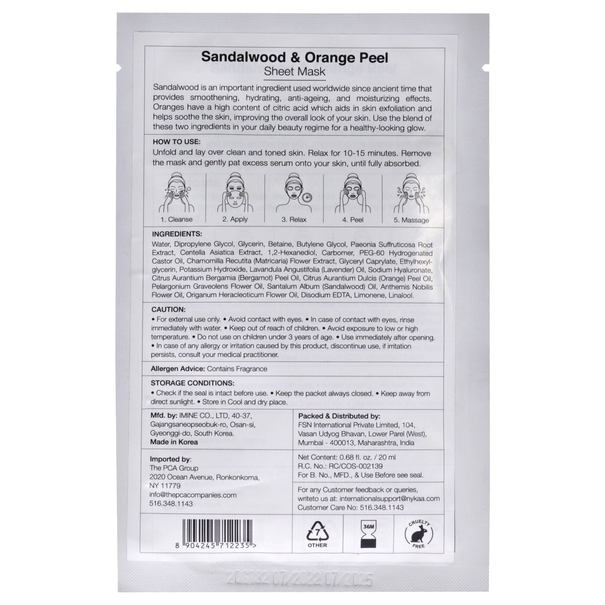 Skin Secrets Sheet Mask - Sandalwood and Orange Peel by Nykaa Naturals for Women - 1 Pc Mask, , alternate image number 3