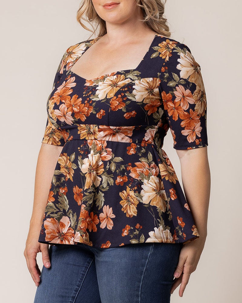 Posh Peplum Top, Autumn Garden, alternate image number 1