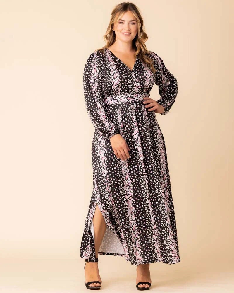 Kelsey Long Sleeve Maxi Dress, Nightshade Floral Falls / Purple, hi-res image number 0