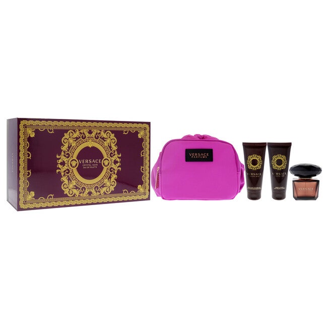 Versace Crystal Noir by Versace for Women - 4 Pc Gift Set - 3oz EDT Spray, 3.4oz Bath and Shower Gel, 3.4oz Body Lotion, Bag, NA, alternate image number null