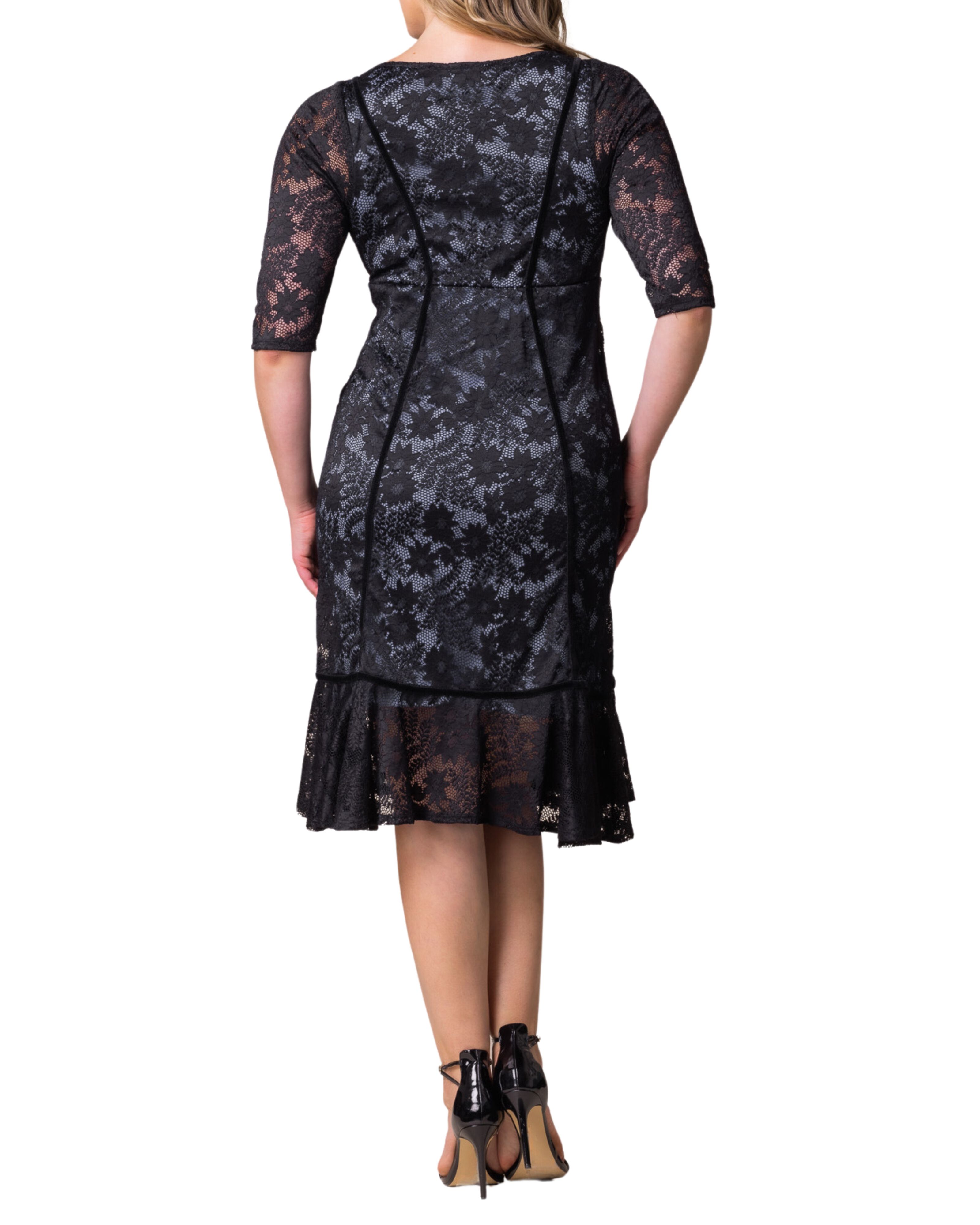 HAMPTON LACE COCKTAIL DRESS, SHADOWED STREAM / Black, alternate image number 1