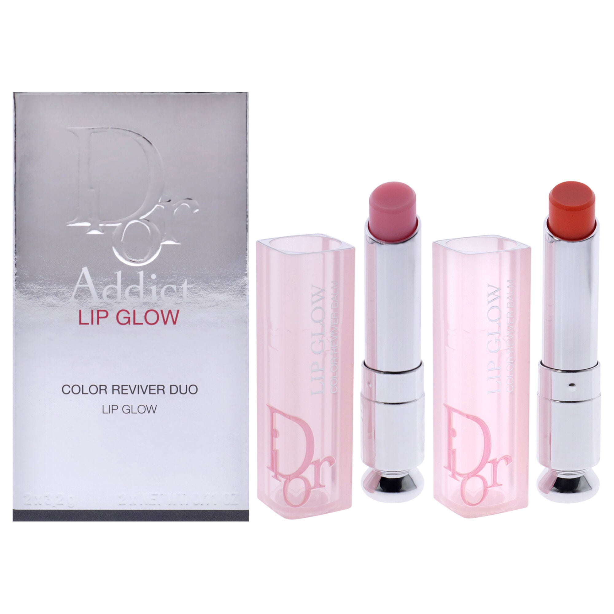Dior Addict Lip Glow Duo by Christian Dior for Women - 2 Pc 0.11oz Lip Balm - 001 Pink, 0.11oz Lip Balm - 004 Coral, See Description, hi-res image number 0