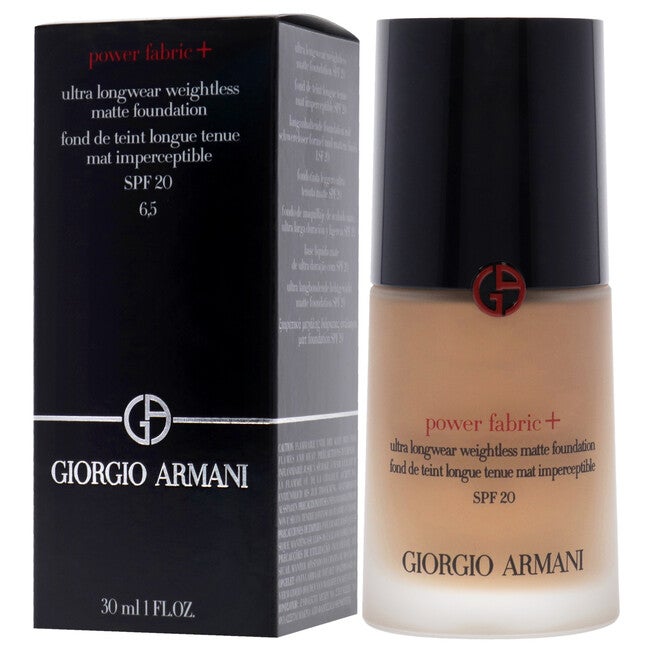 Power Fabric Plus Longwear Weightless Matte Foundation SPF 20 - 6.5 Medium To Tan With Peach by Giorgio Armani for Women - 1 oz Foundation, NA, alternate image number null