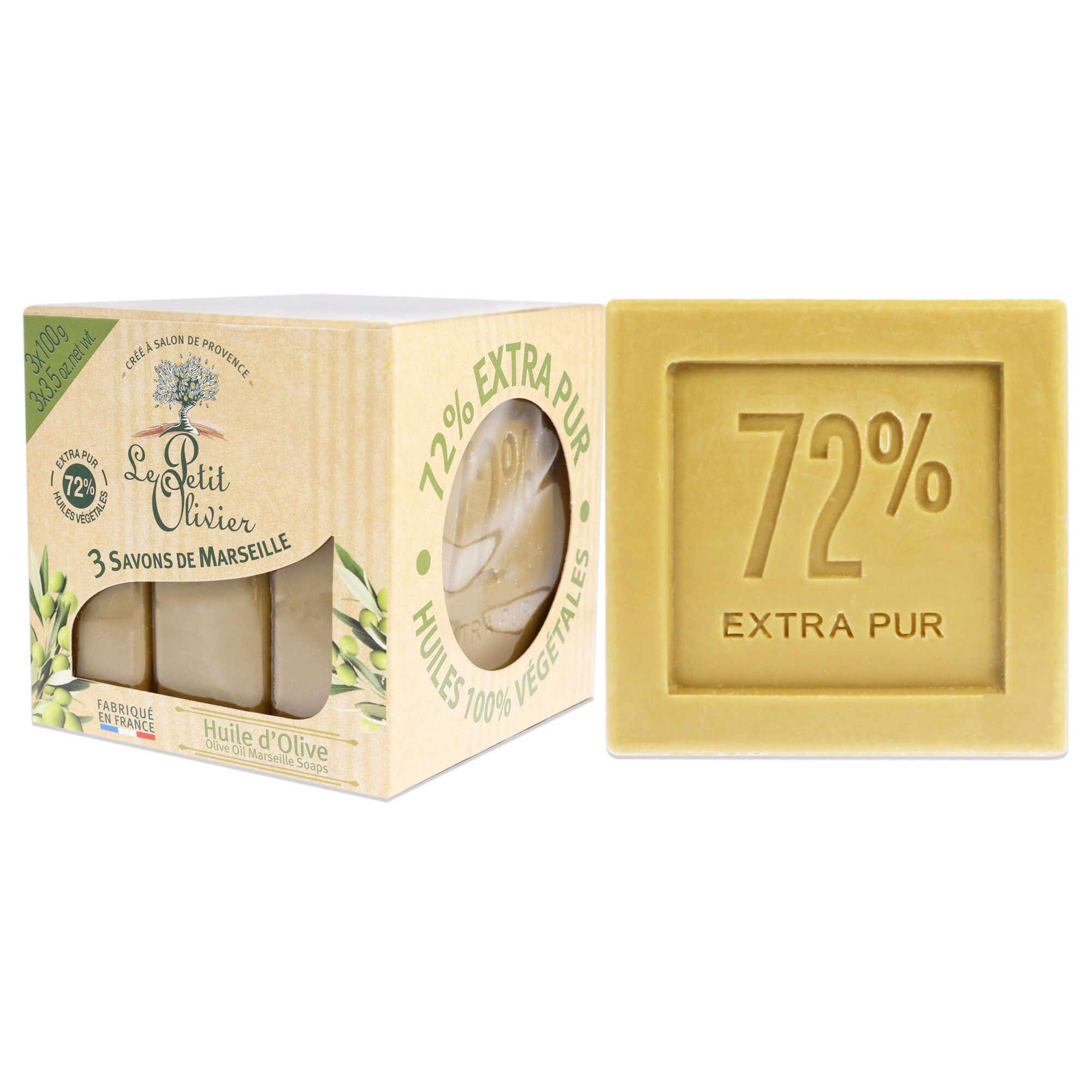 Olive oil Marseille Soaps by Le Petit Olivier for Unisex - 3 x 3.5 oz Soap, See Description, alternate image number 3