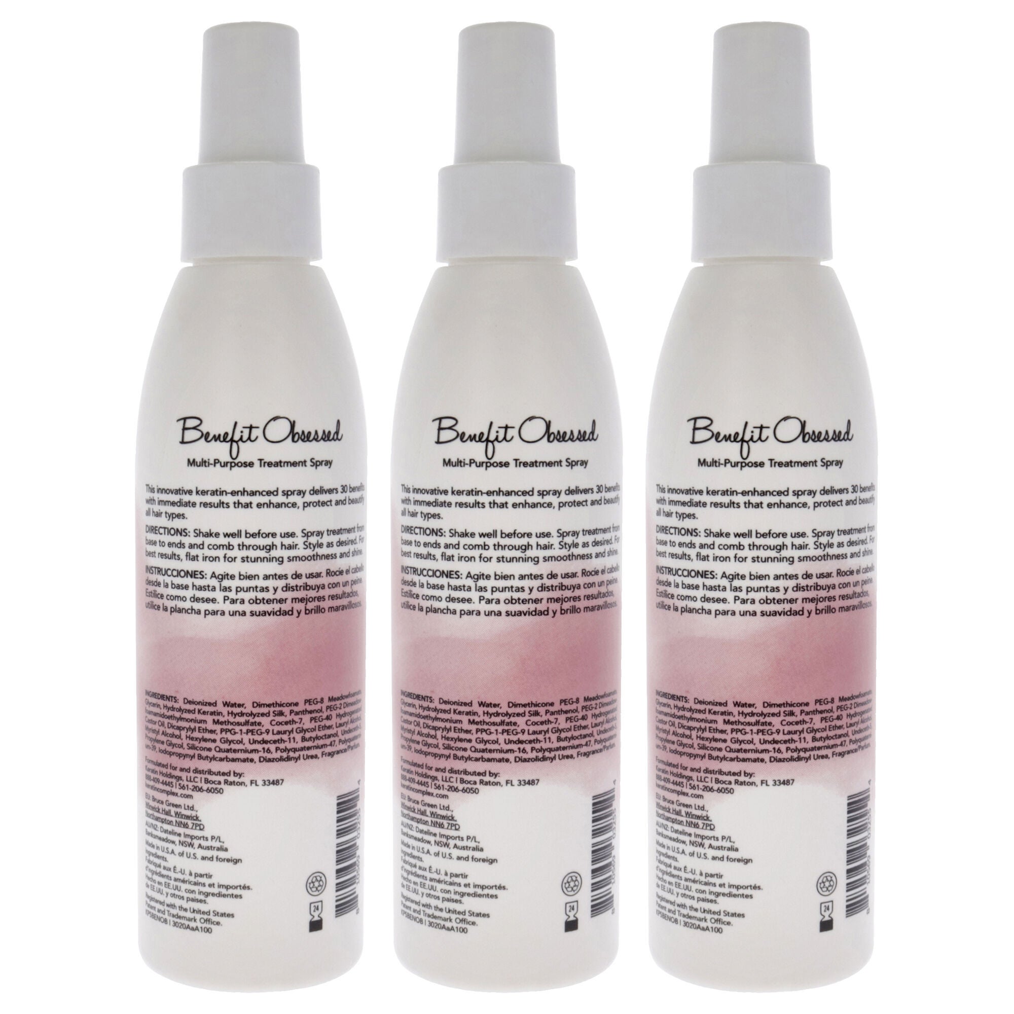 Keratin Benefit Obsessed Treatment Spray by Keratin Perfect for Unisex - 5 oz Treatment - Pack of 3, See Description, alternate image number 2