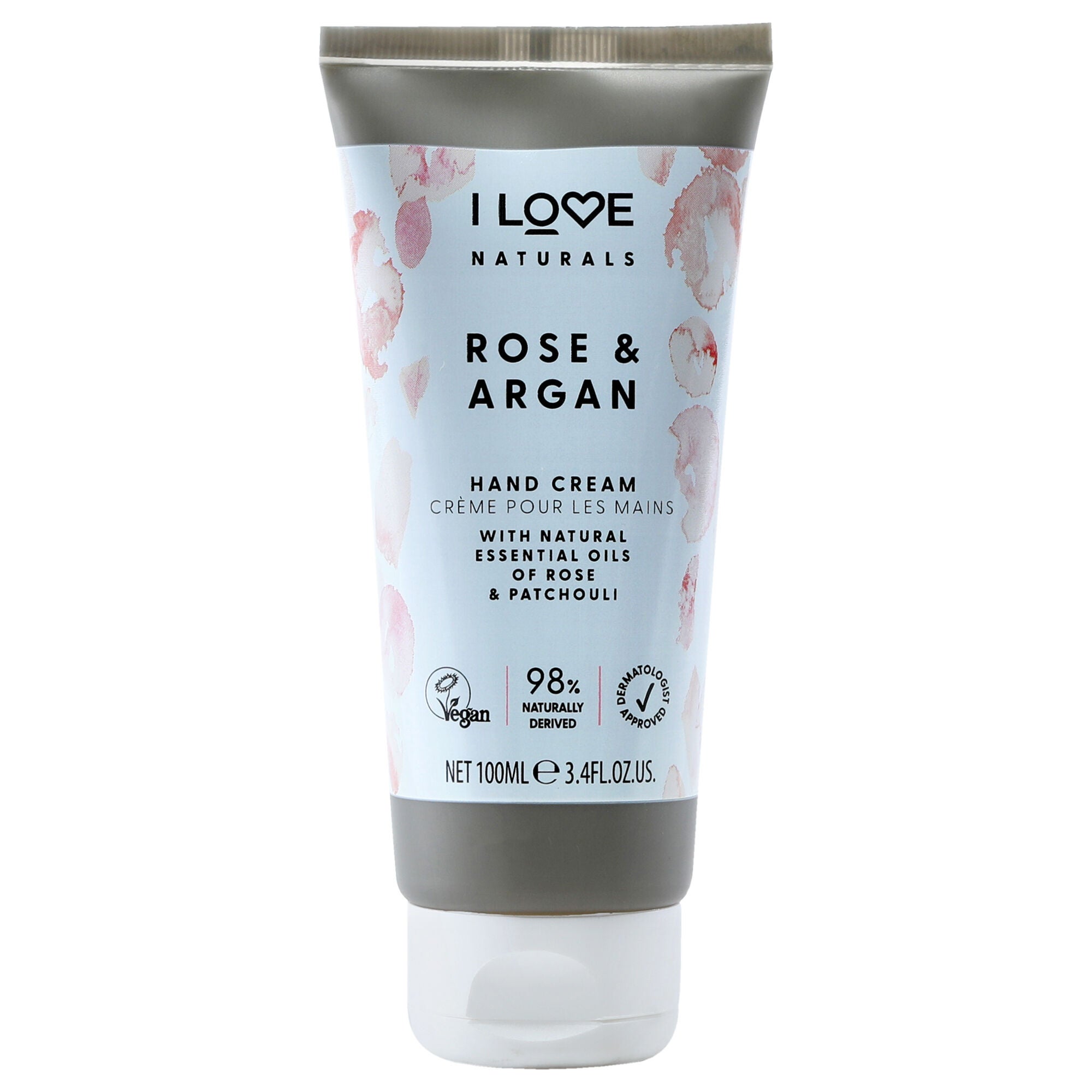 Naturals Hand Cream - Rose and Argan by I Love Cosmetics for Women - 3.4 oz Cream, See Description, hi-res image number 0