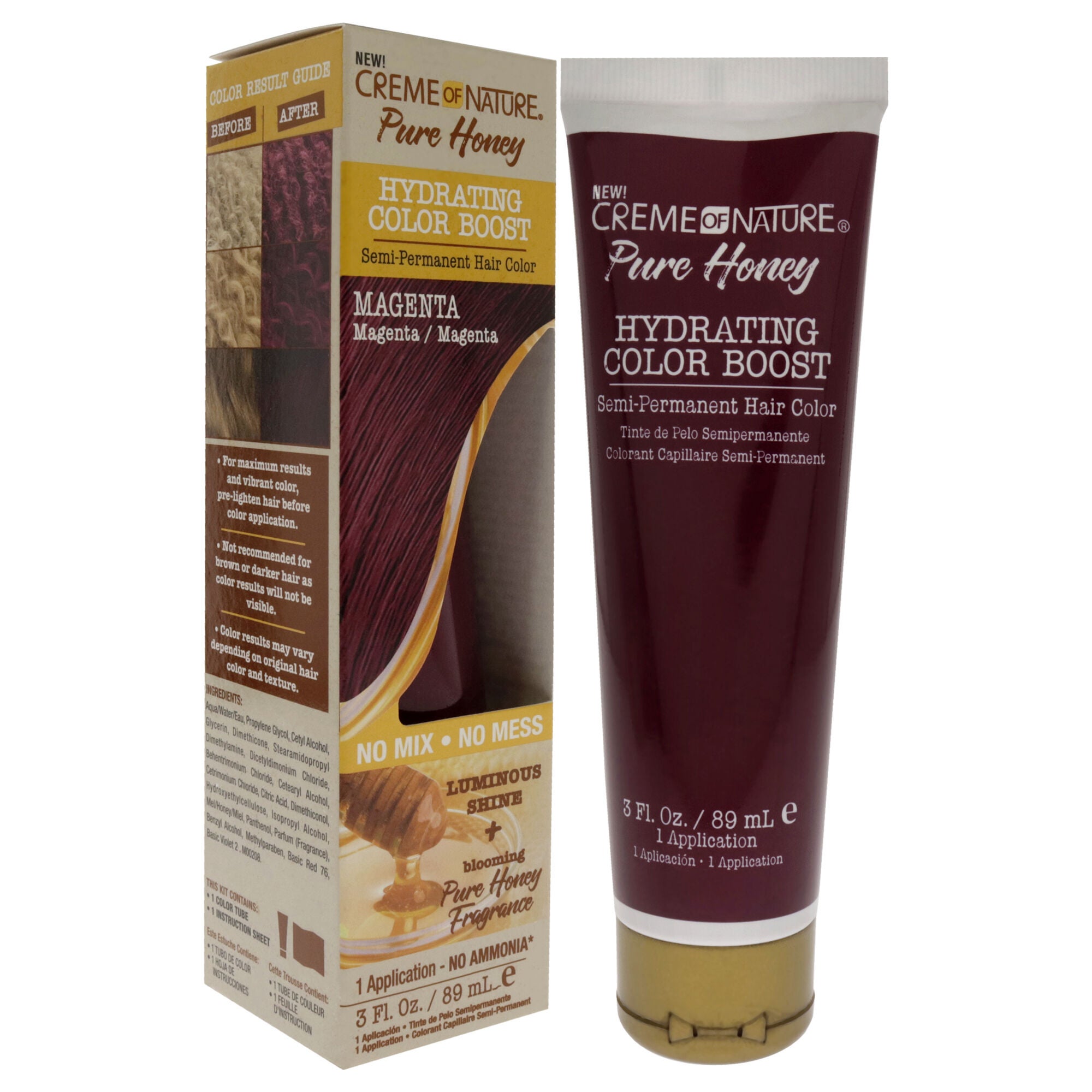Pure Honey Hydrating Color Boost Semi-Permanent Hair Color - Magenta by Creme of Nature for Unisex - 3 oz Hair Color, , alternate image number 6