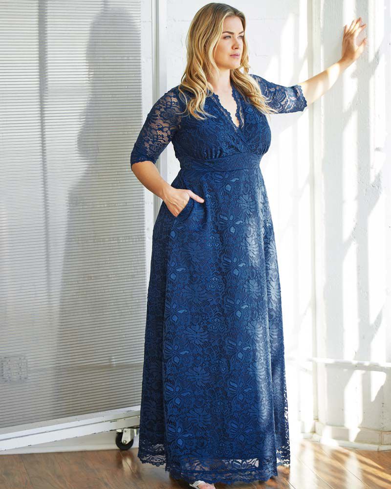 Maria Lace Evening Gown, Nocturnal Navy, hi-res image number 0