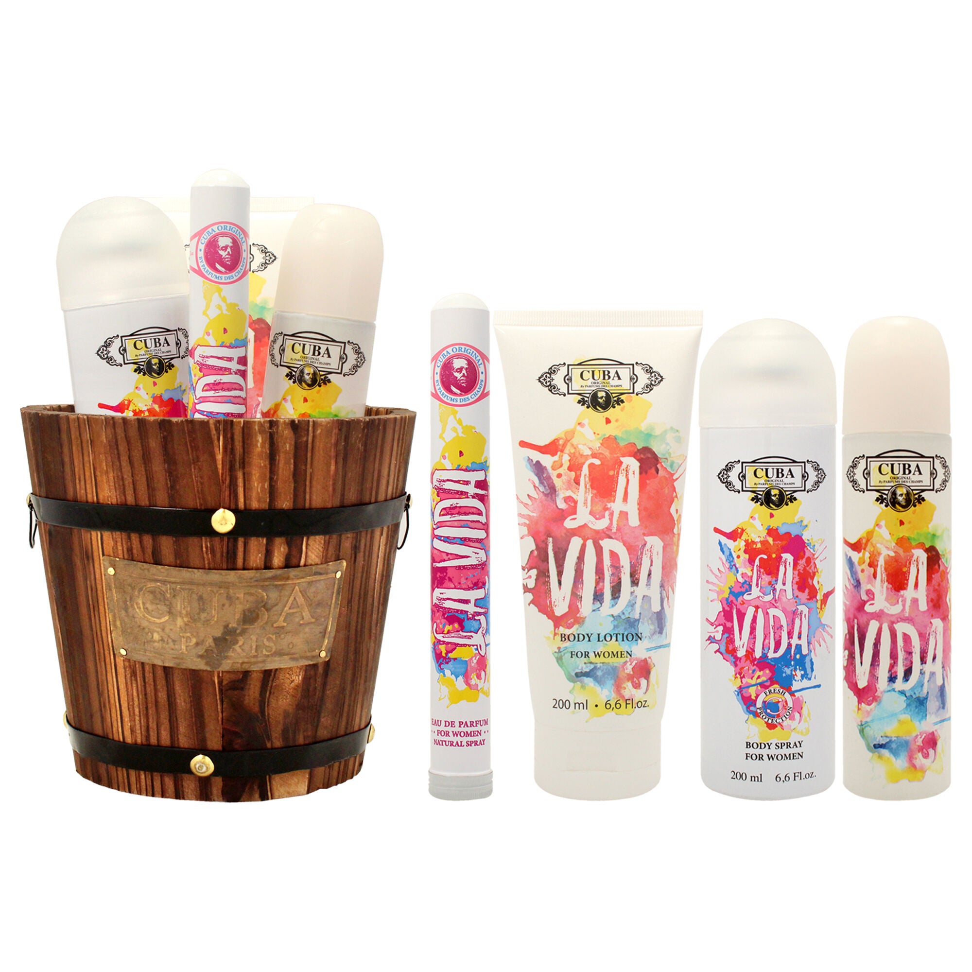 Cuba La Vida by Cuba for Women - 4 Pc Gift Set 3.3oz EDP Spray, 1.17oz EDP Spray, 6.6oz Body Spray, 6.6oz Body Lotion, See Description, hi-res image number 0