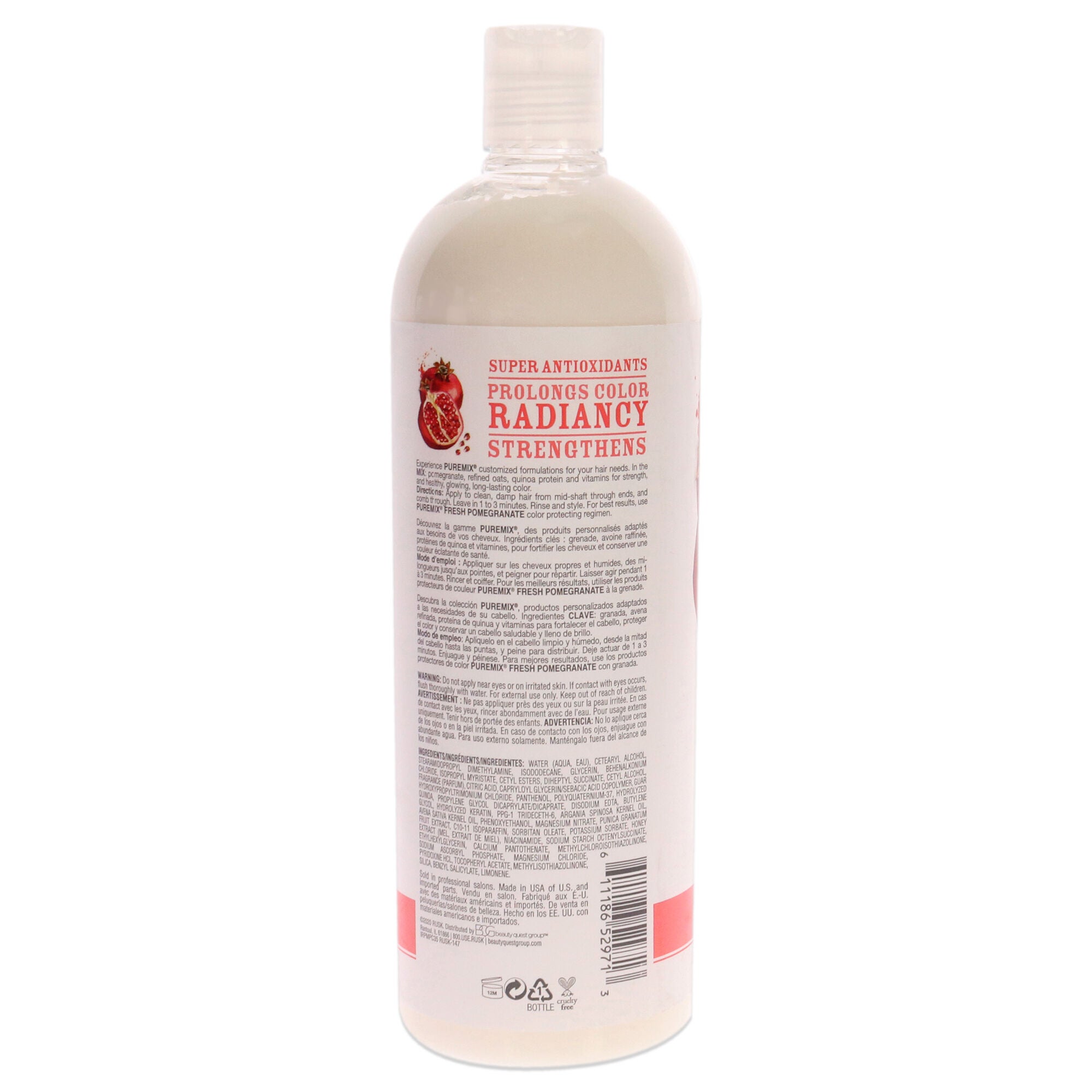 Puremix Fresh Pomegranate Color Protecting Conditioner by Rusk for Unisex - 35 oz Conditioner, , alternate image number 4
