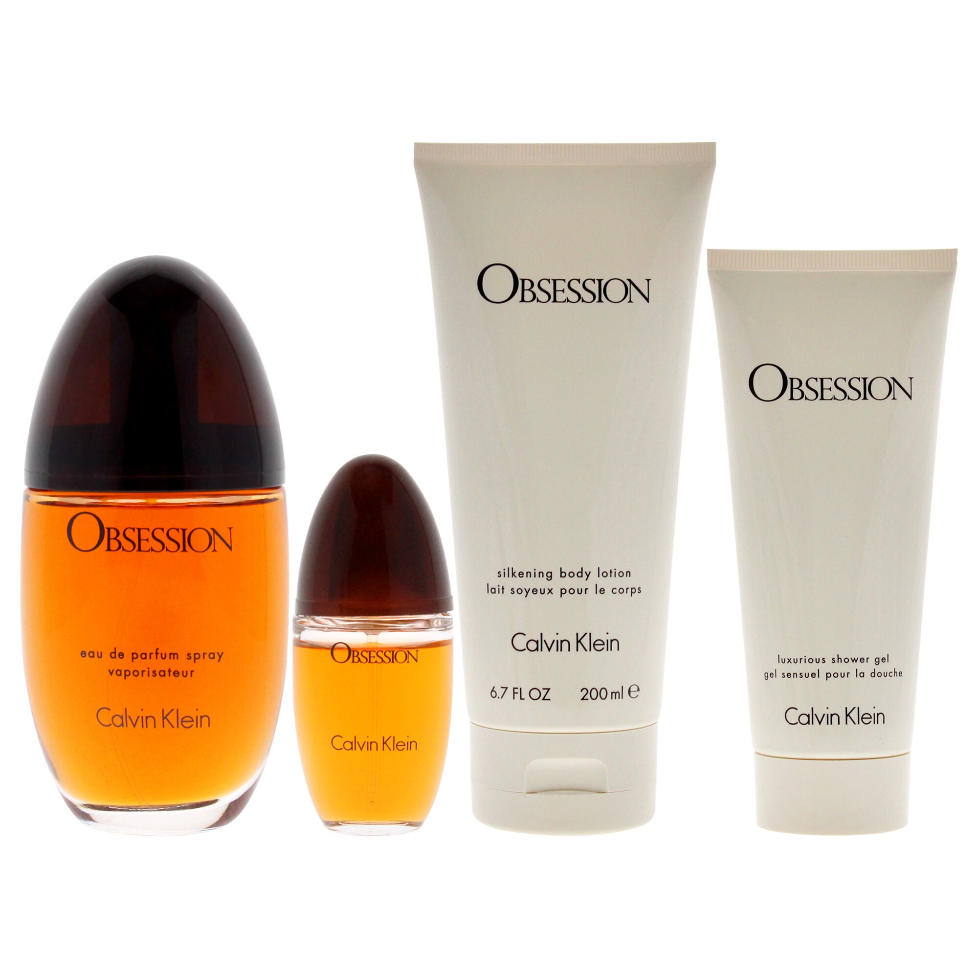 Obsession by Calvin Klein for Women - 4 Pc Gift Set 3.3oz EDP Spray, 0.5oz EDP Spray, 3.4oz Shower Gel, 6.7oz Body Lotion, See Description, alternate image number 1