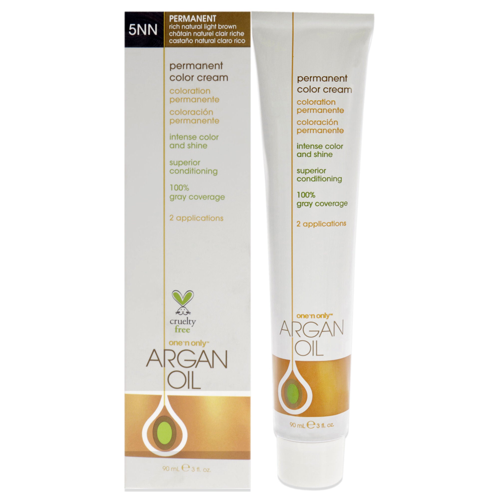 Argan Oil Permanent Color Cream - 5NN Rich Natural Light Brown by One n Only for Unisex - 3 oz Hair Color, See Description, hi-res image number 0