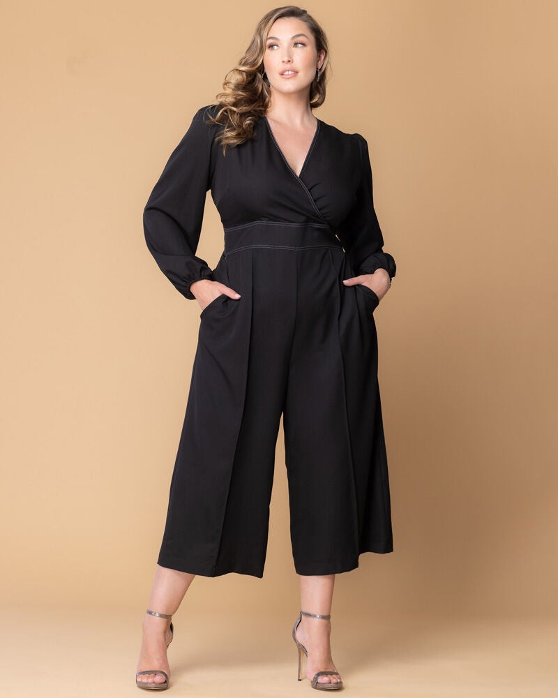 Tessa Cropped Wide-Leg Jumpsuit, Black, hi-res image number 0
