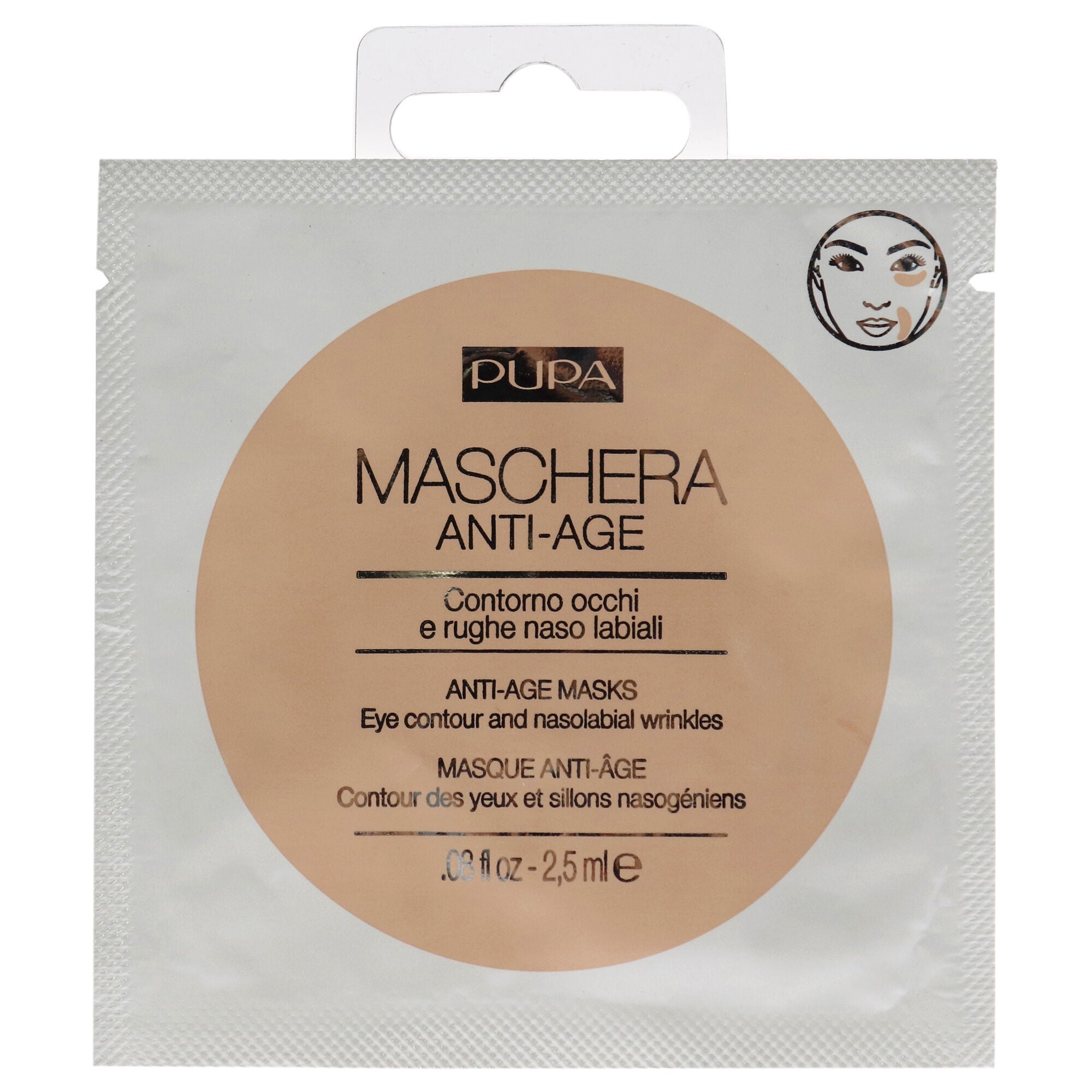 Anti-Age Mask Eye Contours and Nasolabial Wrinkle by Pupa Milano for Unisex - 0.08 oz Mask, See Description, hi-res image number 0