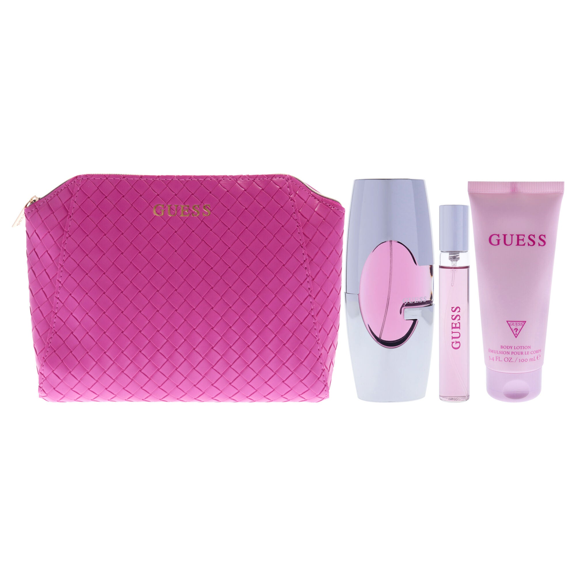 Guess by Guess for Women - 4 Pc Gift Set 2.5oz EDP Spray, 0.5oz EDP Spray, 3.4oz Body Lotion, Pouch, Clear, alternate image number 1
