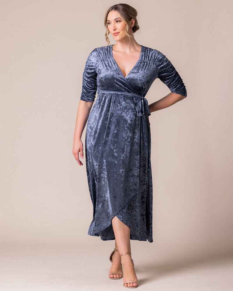 Cara Velvet Wrap Dress, Deep Frost, alternate image number 2