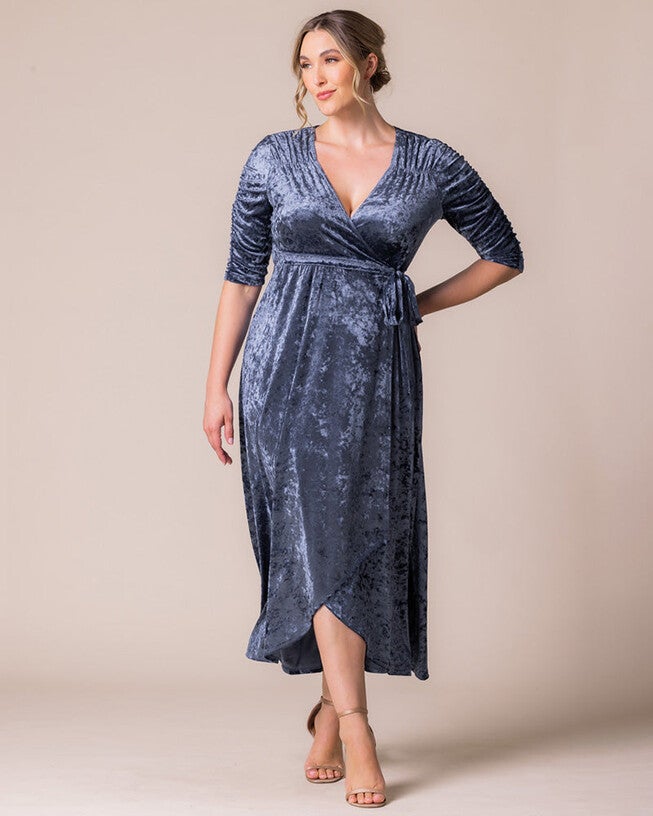 grey velvet wrap dress Loft Plus Velvet Wrap Dress Size 24