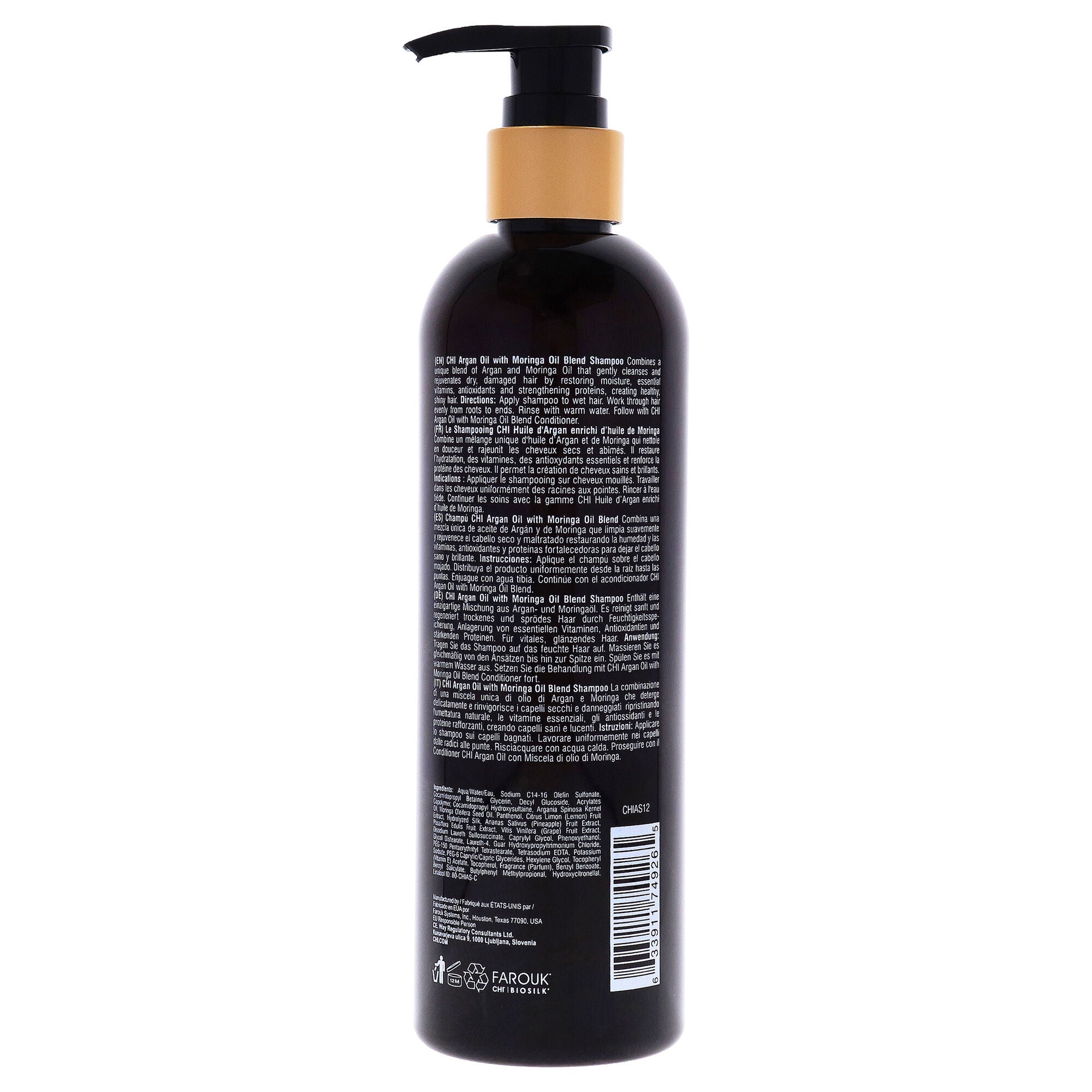 Argan Oil Plus Moringa Oil Blend Shampoo by CHI for Unisex - 11.5 oz Shampoo, , alternate image number 1