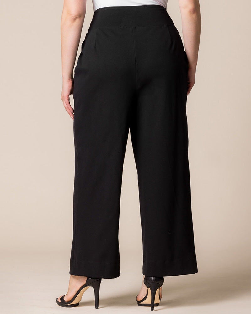 Polished Ponte Wide Leg Pants, Black Noir, alternate image number 1