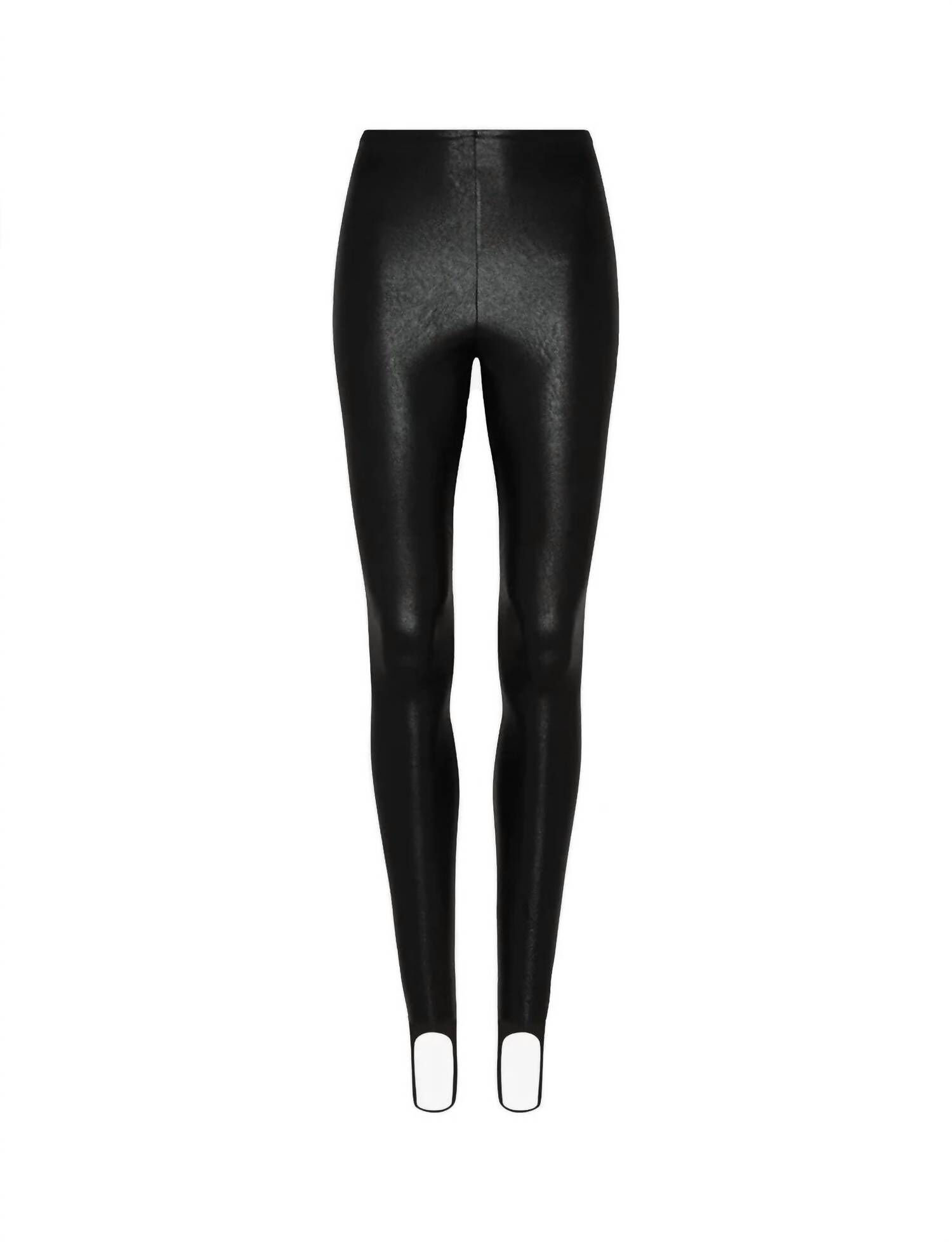 Faux Leather Stirrup Legging Slg79 in Black | Woman Within