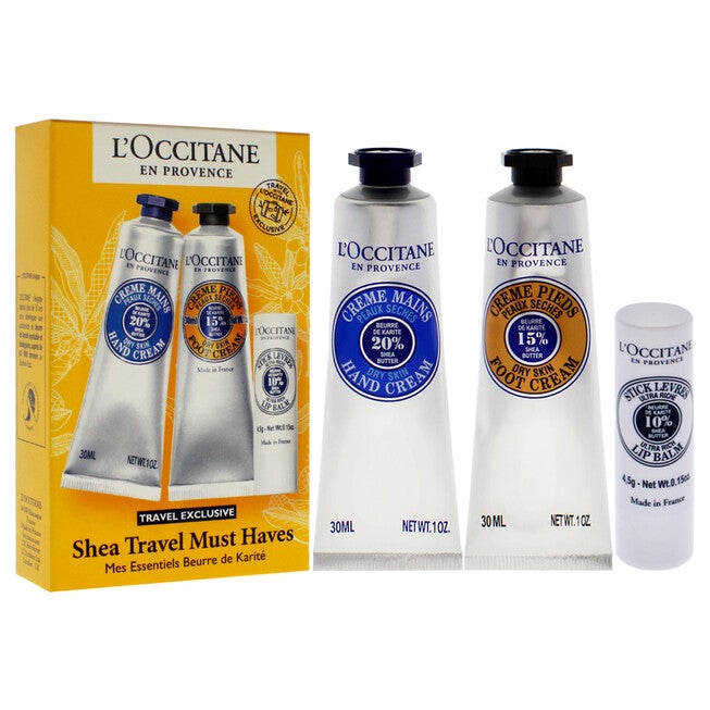 Shea Travel Must Haves Set by LOccitane for Unisex - 3 Pc 1oz Shea Dry Skin Hand Cream, 1oz Shea Dry Skin Foot Cream, 0.15oz Shea Butter Lip Balm, See Description, alternate image number 2