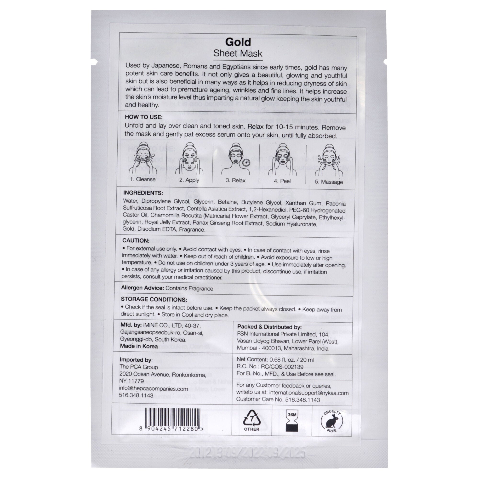 Skin Secrets Sheet Mask - Gold by Nykaa Naturals for Women - 1 Pc Mask, , alternate image number 4