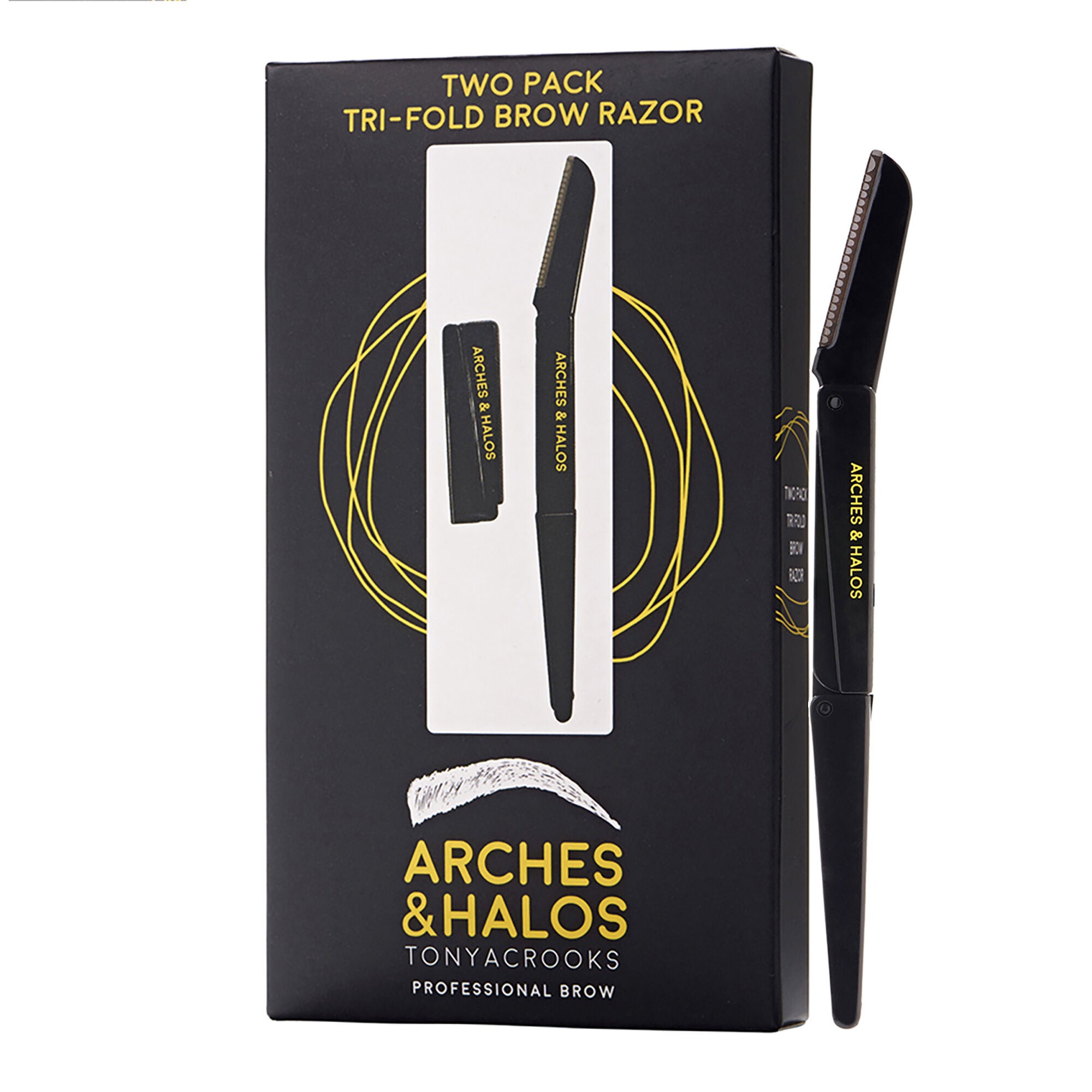 Two Pack Tri- Fold Eyebrow Razor by Arches and Halos for Unisex - 1 Pc Razor, See Description, hi-res image number 0