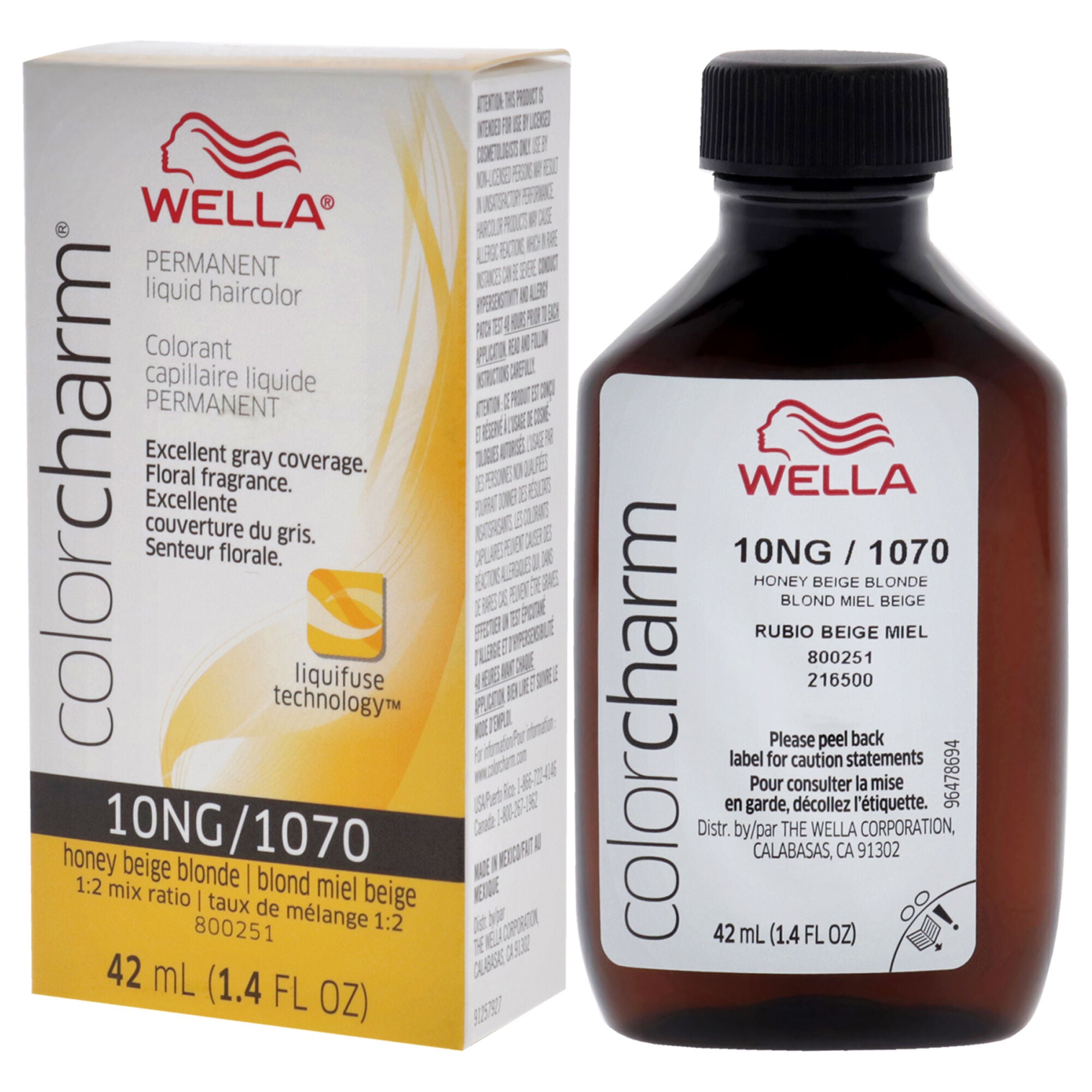 Color Charm Permanent Liquid Hair Color - 1070 10NG Honey Beige Blonde by Wella for Unisex - 1.42 oz Hair Color, See Description, alternate image number 3
