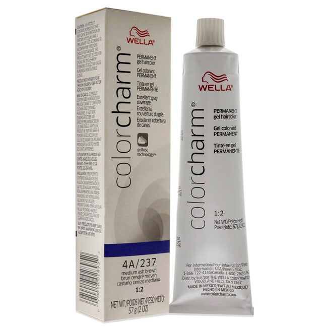 Color Charm Permanent Hair Color Gel - 237 4A Medium Ash Brown by Wella for Unisex - 2 oz Hair Color, See Description, alternate image number 1