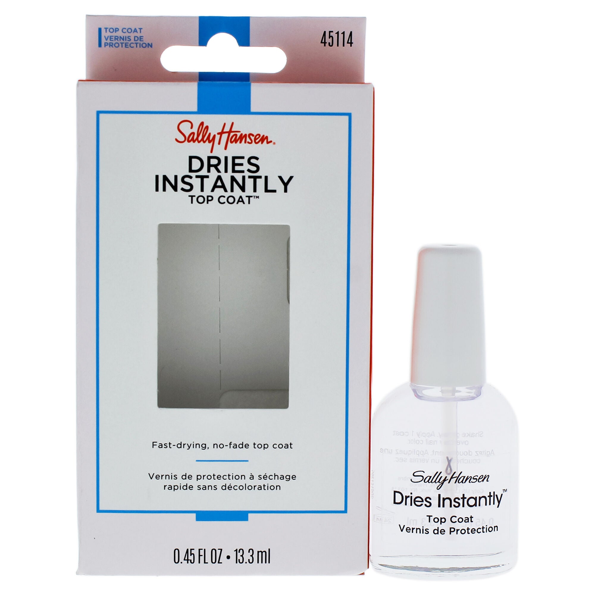 Dries Instantly Top Coat - 45114 Clear by Sally Hansen for Women - 0.45 oz Nail Polish, See Description, hi-res image number 0