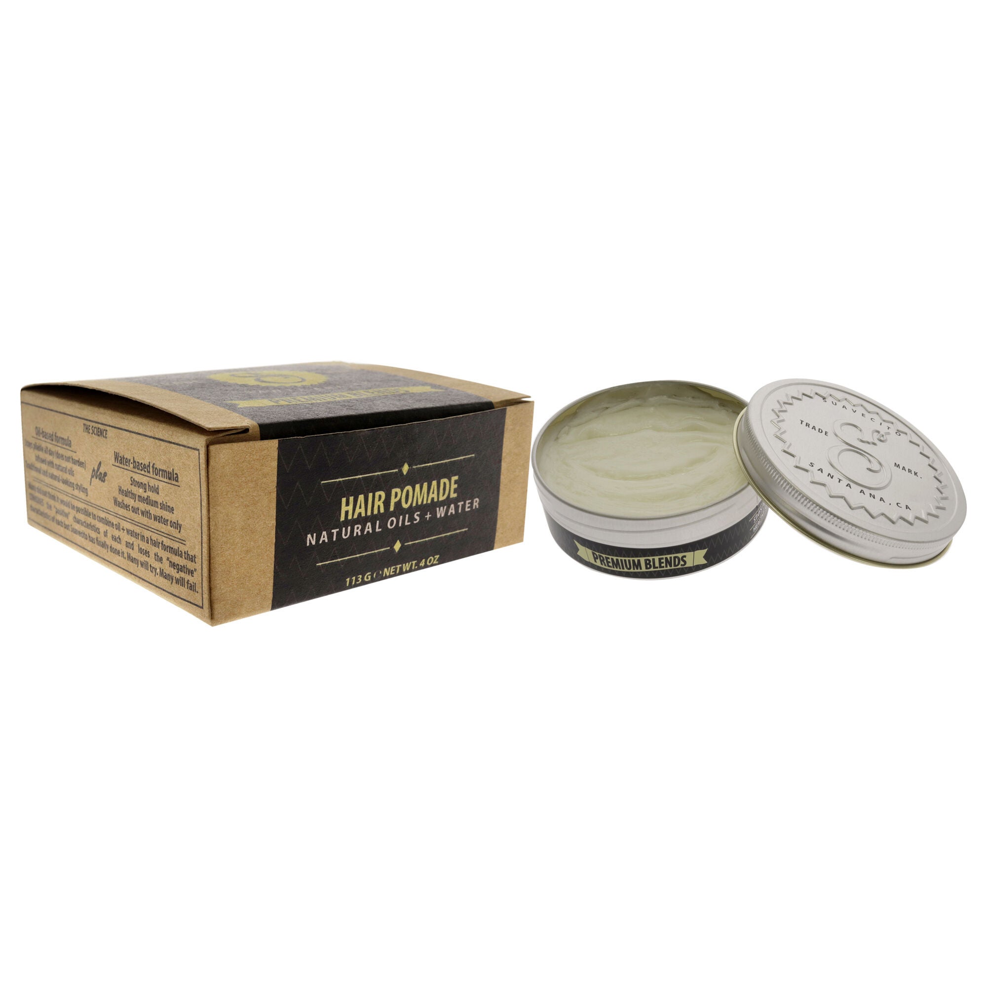 Premium Blends Hair Pomade by Suavecito for Men - 4 oz Pomade, See Description, alternate image number 1
