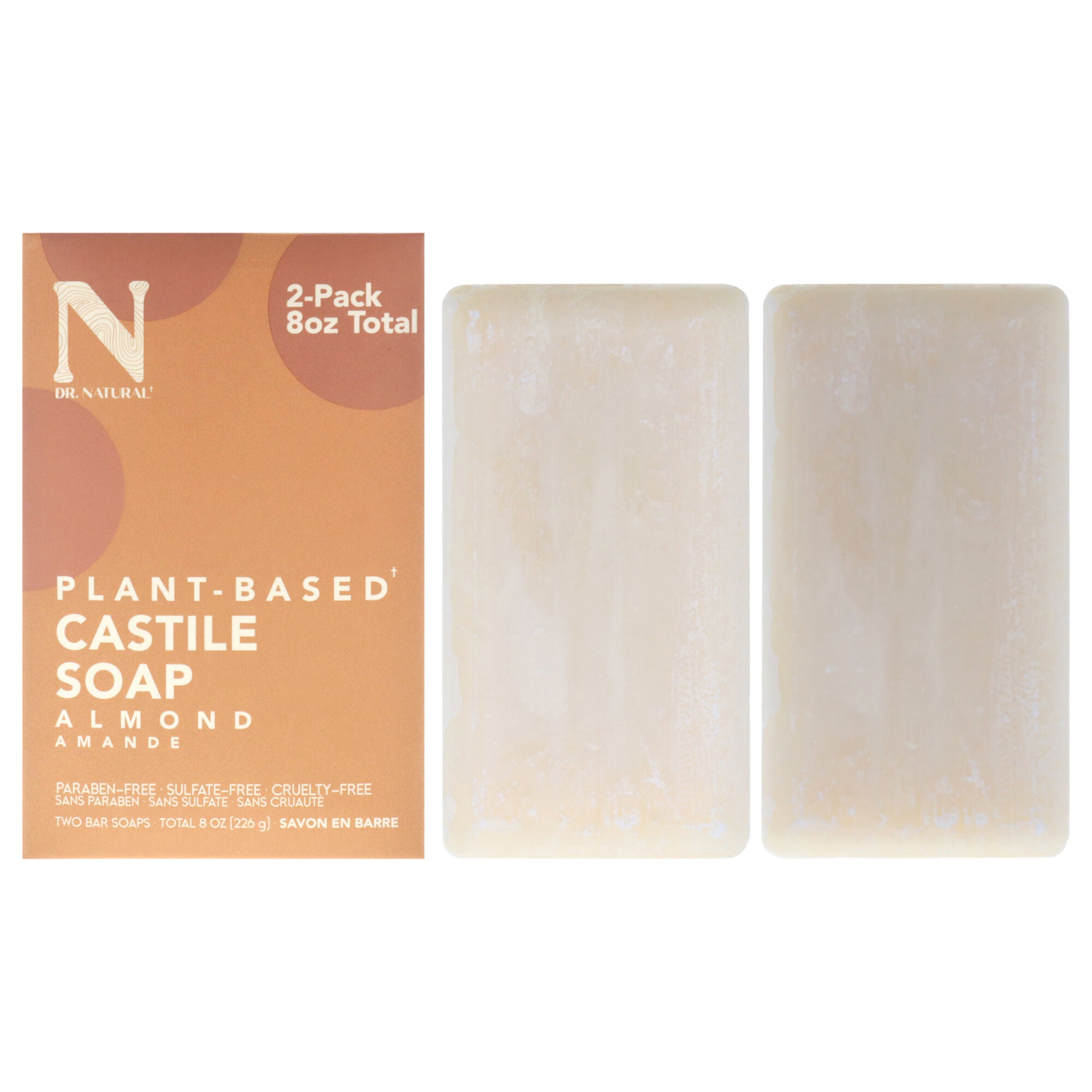 Castile Bar Soap - Almond by Dr. Natural for Unisex - 2 x 8 oz Soap, See Description, hi-res image number 0