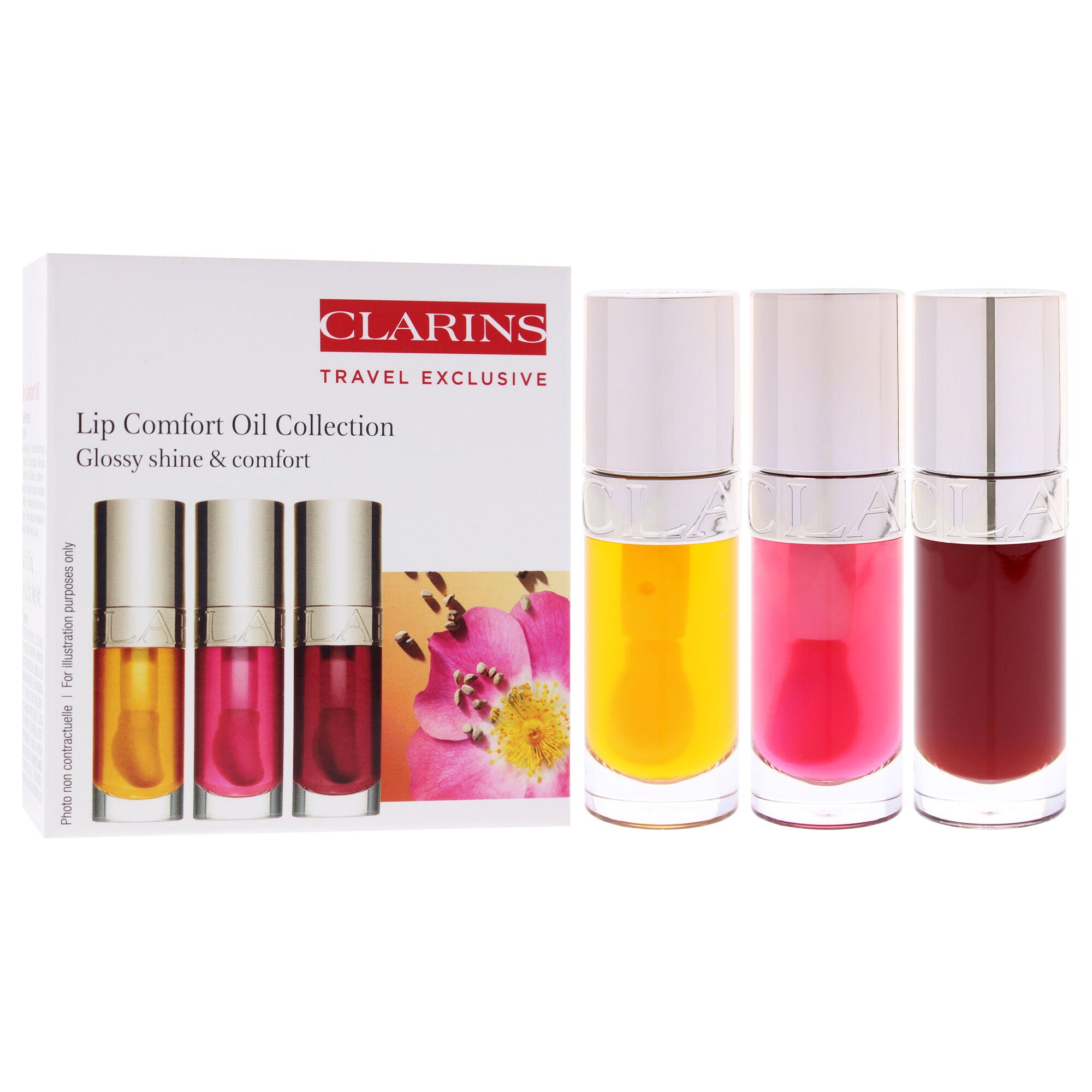 Lip Comfort Oil Collection by Clarins for Women - 3 x 0.2 oz Lip Oil - 01 Honey, Lip Oil - 03 Cherry, Lip Oil - 04 Pitaya, See Description, alternate image number 1