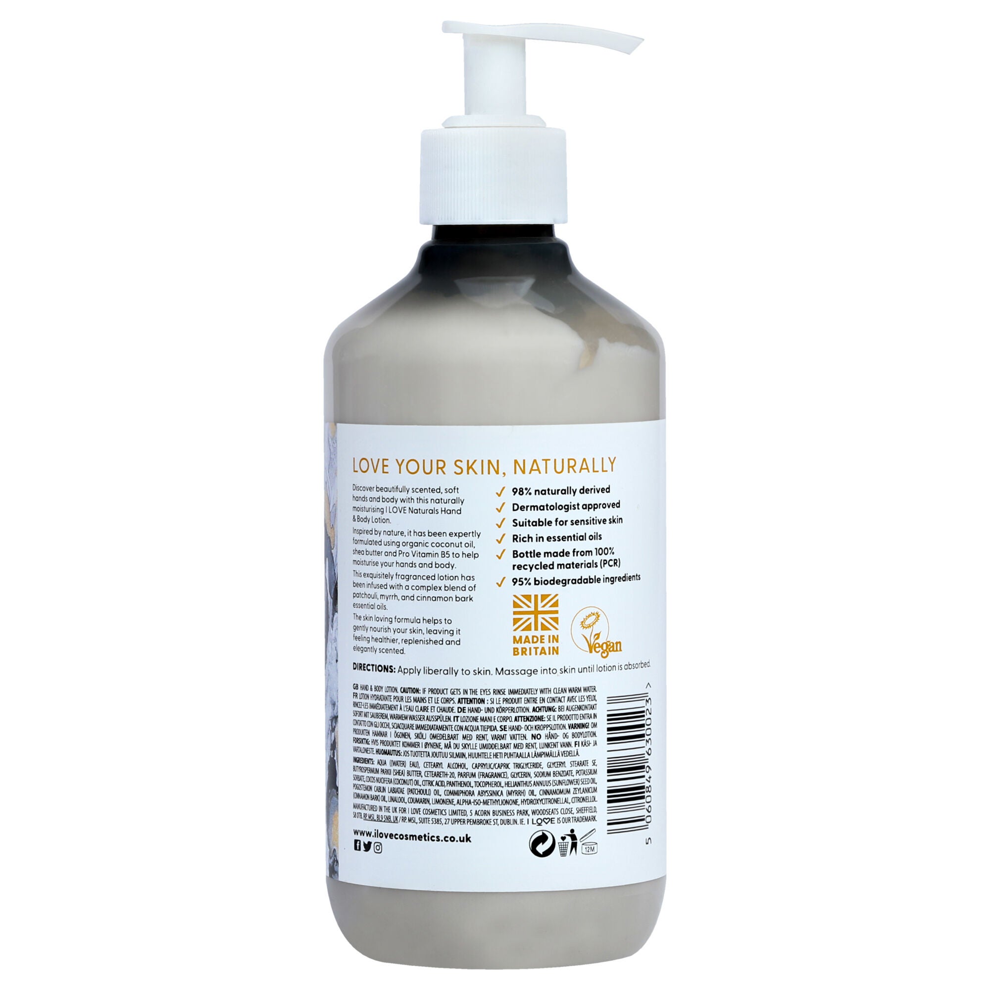 Naturals Hand and Body Lotion - Tonka Bean and Myrrh by I Love Cosmetics for Women - 16.9 oz Body Lotion, See Description, alternate image number 2