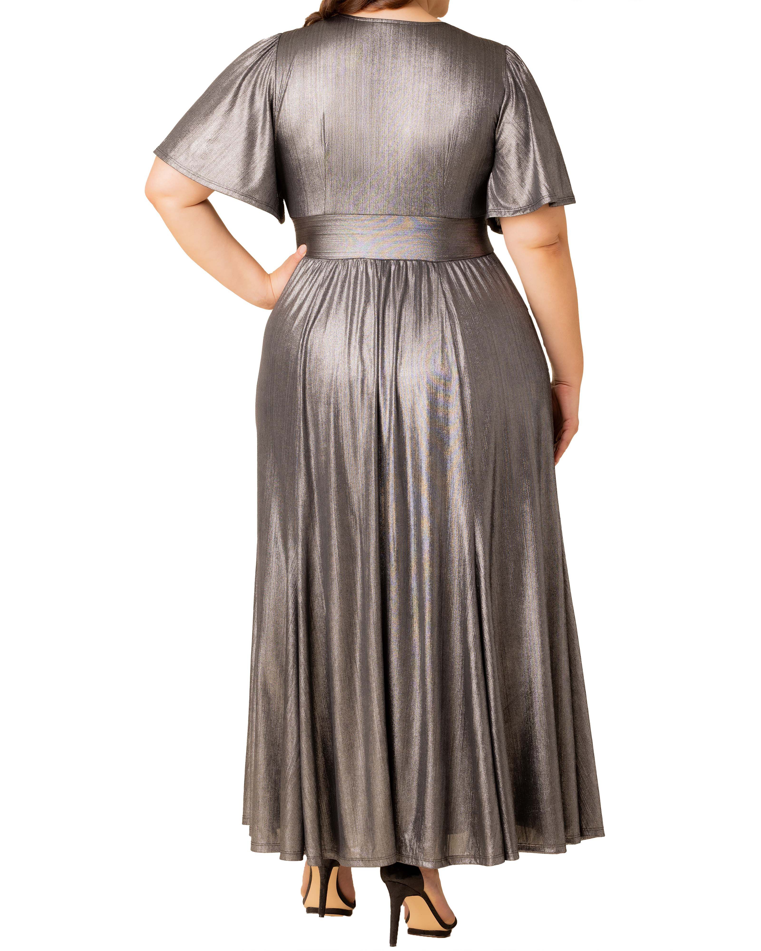 Evania Metallic Evening Gown, PEWTER / Silver, alternate image number 1