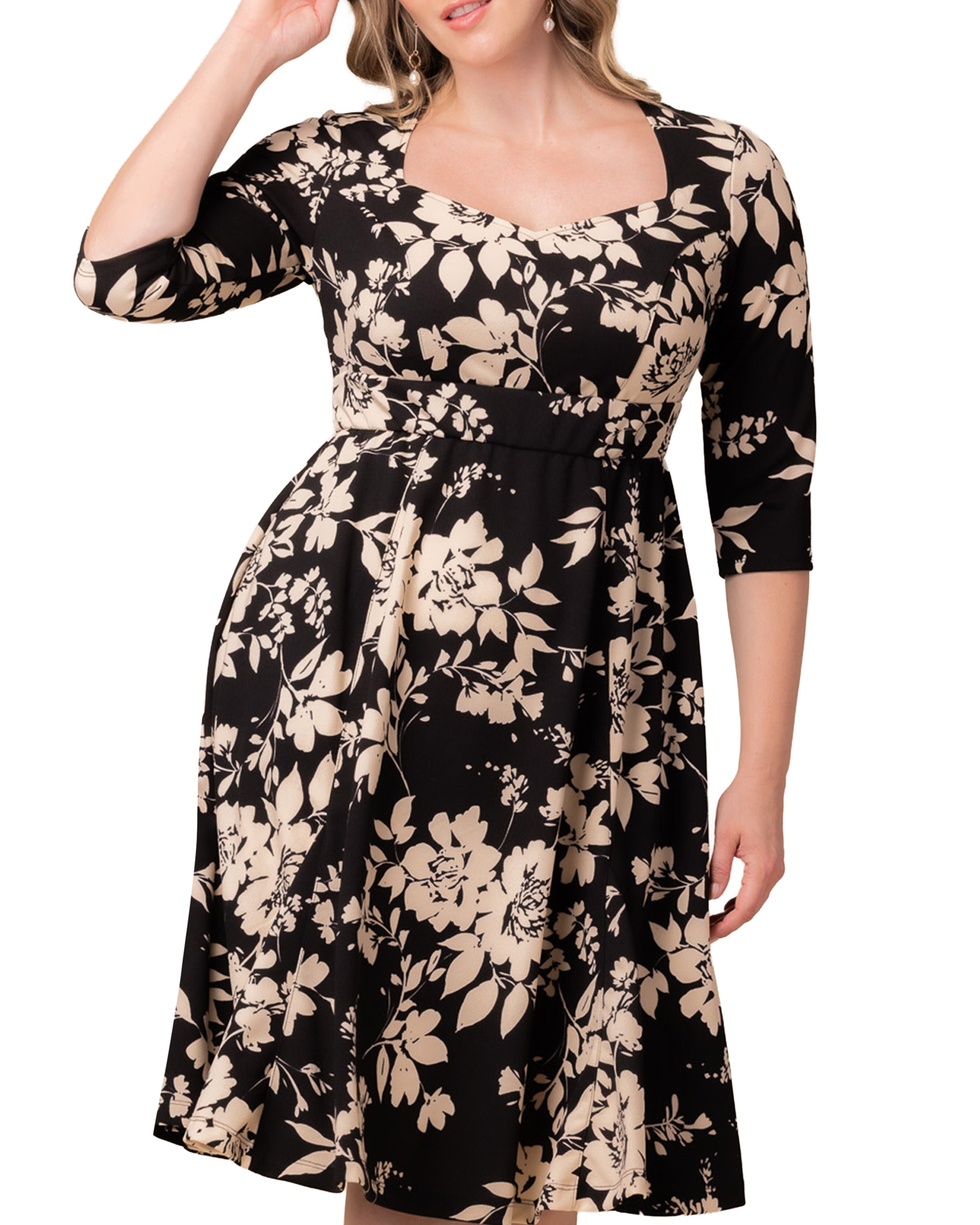 Royal Sweetheart Cocktail Dress, VINTAGE IVORY FLORALS / Black, alternate image number 2