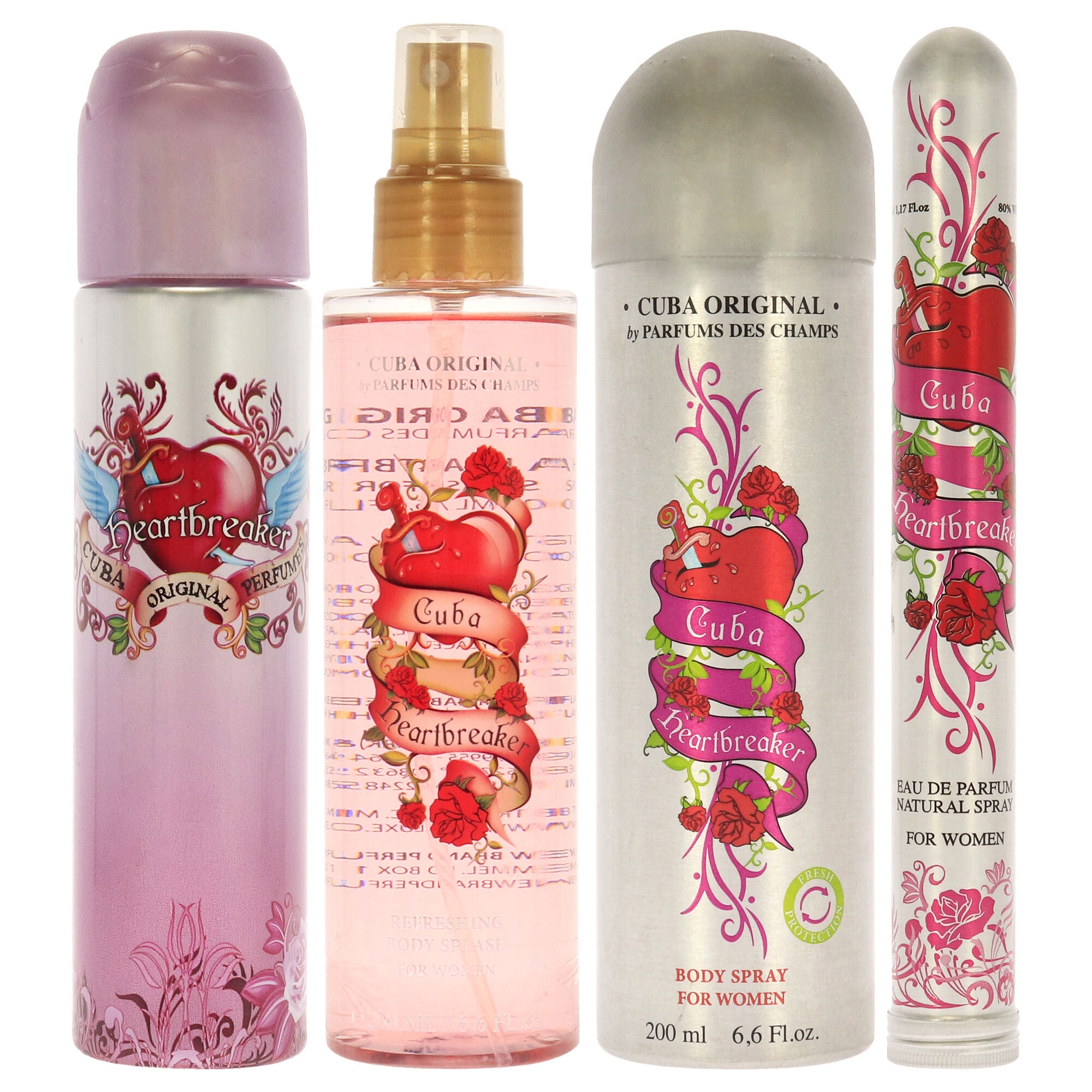 Cuba Heartbreaker by Cuba for Women - 4 Pc Gift Set 3.3oz EDP Spray, 1.7oz EDP Spray, 6.6oz Body Spray, 6.6oz Body Splash, , alternate image number 4
