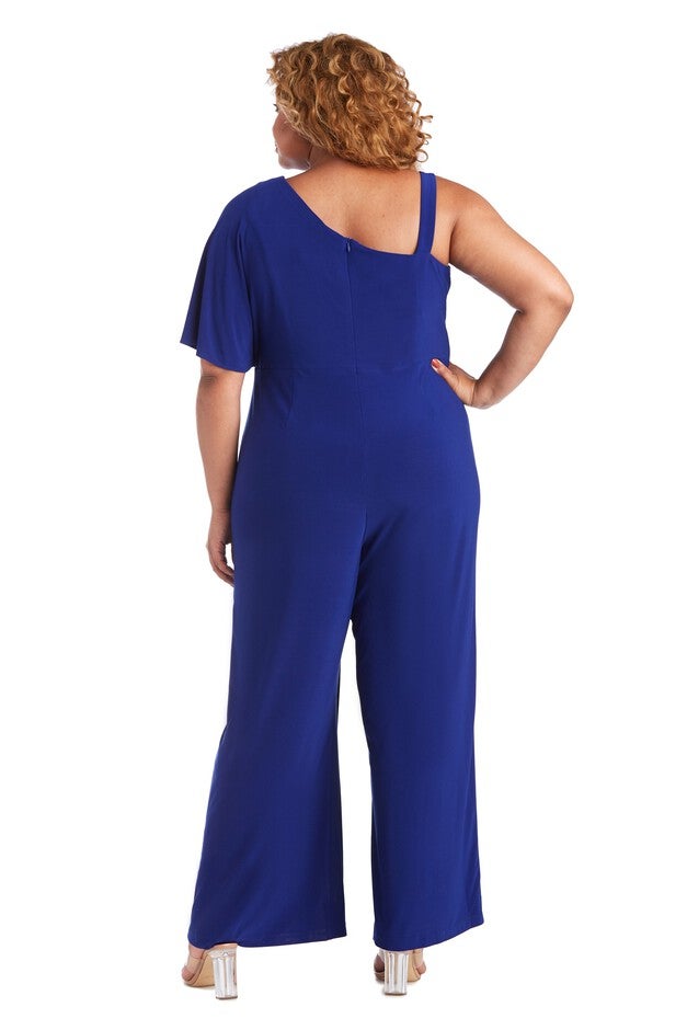 Asymmetric Jumpsuit with Overlay and Draped Sleeves, , alternate image number null